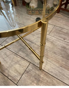 Mid Century Modern Faux Bamboo Brass Drinks Table, Italian, Ca. 1970s