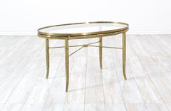 Mid-Century Modern Faux Bamboo Brass & Glass Side Table