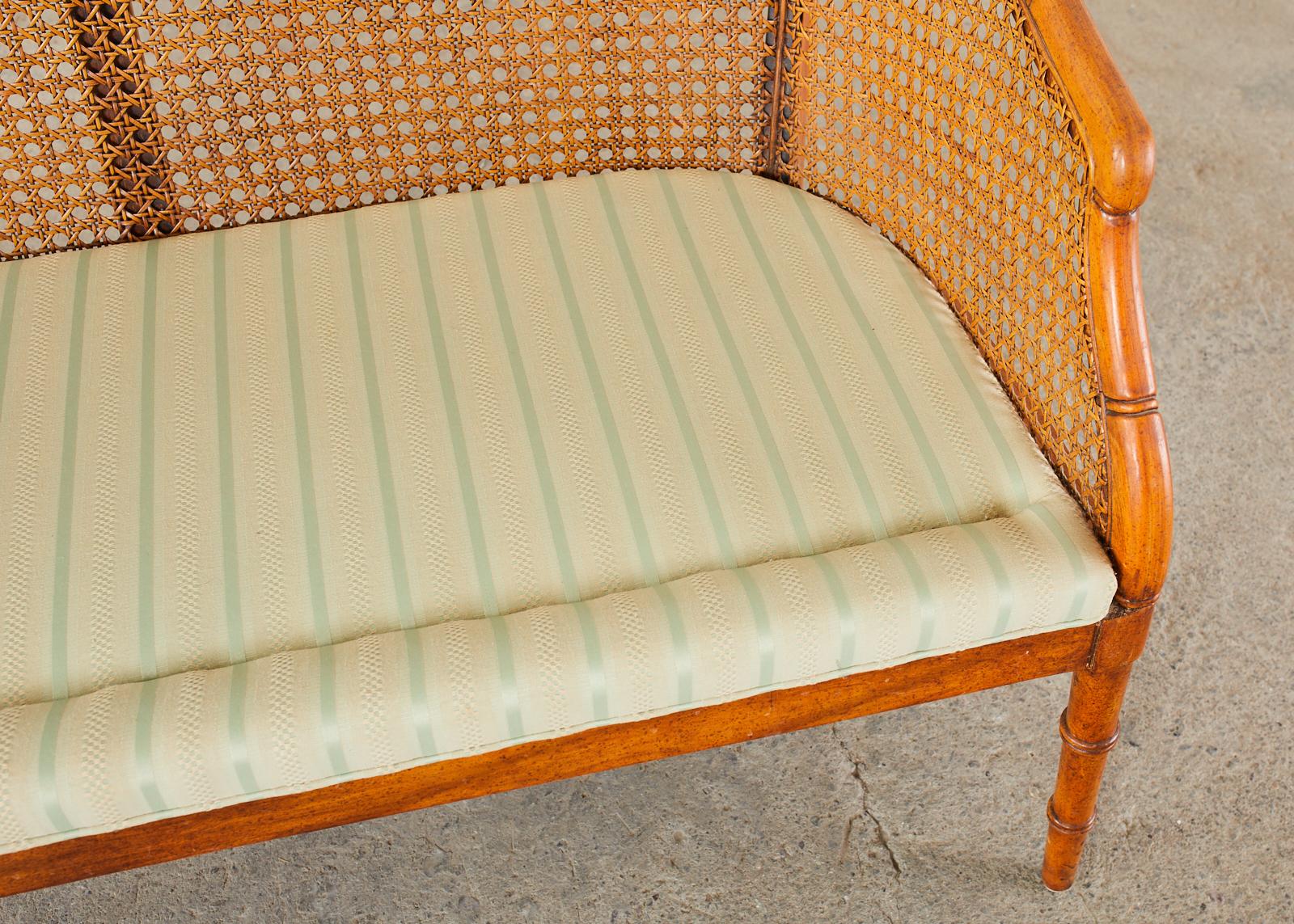 Mid-Century Modern Faux Bamboo Caned Settee Loveseat 4