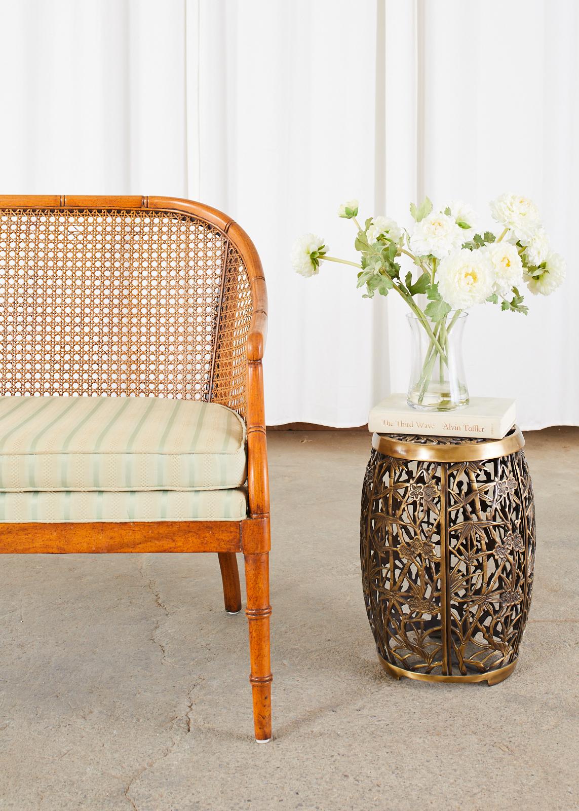 Mid-Century Modern Faux Bamboo Caned Settee Loveseat 5