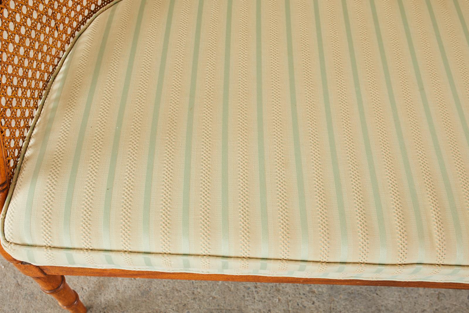 Mid-Century Modern Faux Bamboo Caned Settee Loveseat 6