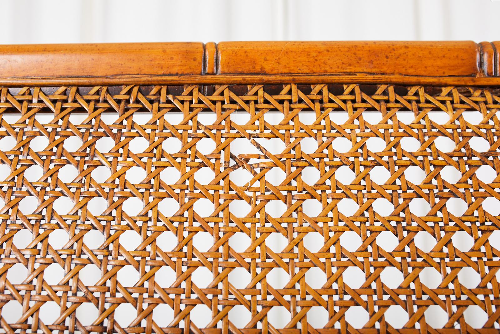 Mid-Century Modern Faux Bamboo Caned Settee Loveseat 9