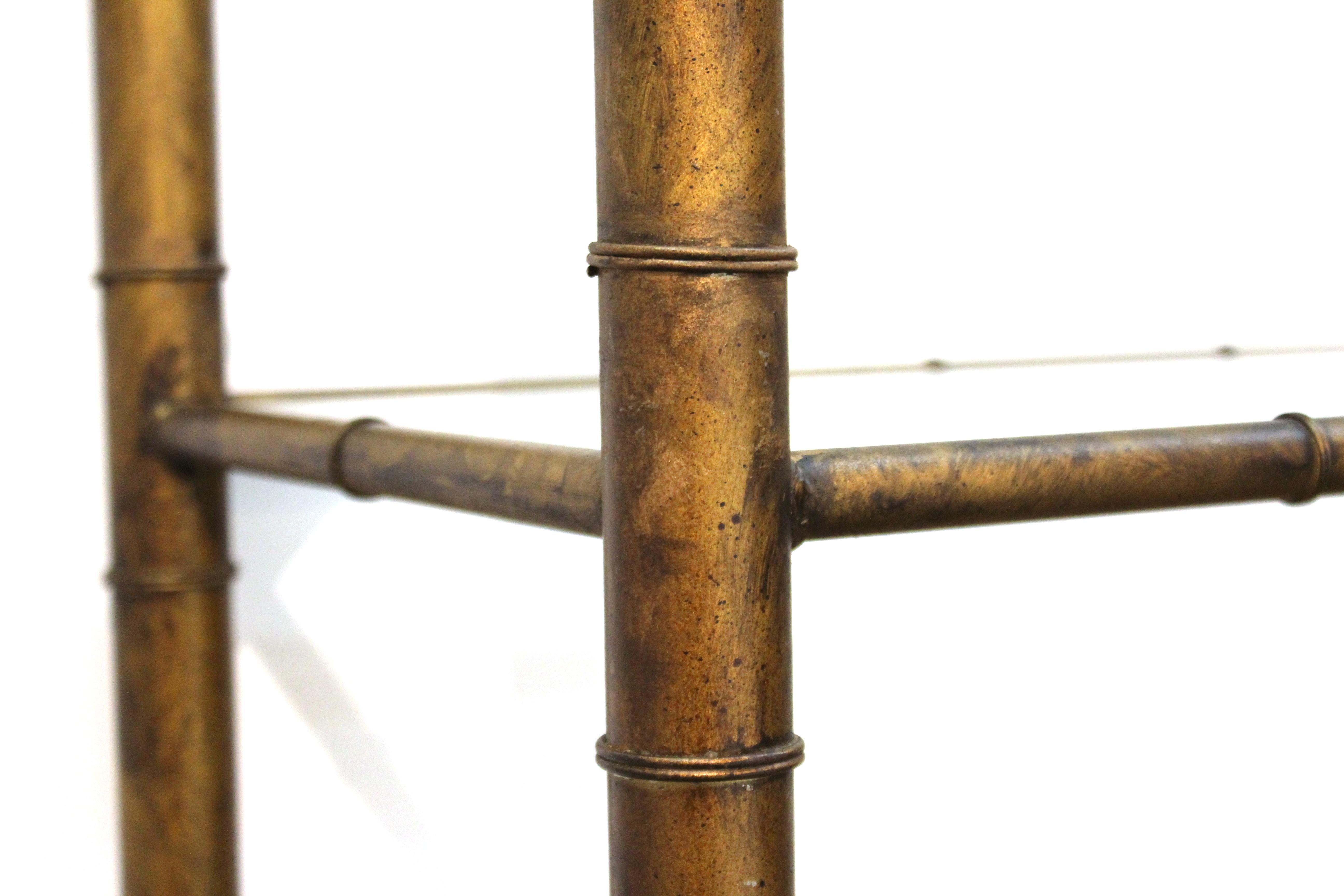 Metal Mid-Century Modern Faux Bamboo Etagere with 4 Glass Shelves and 2 Lucite Shelves