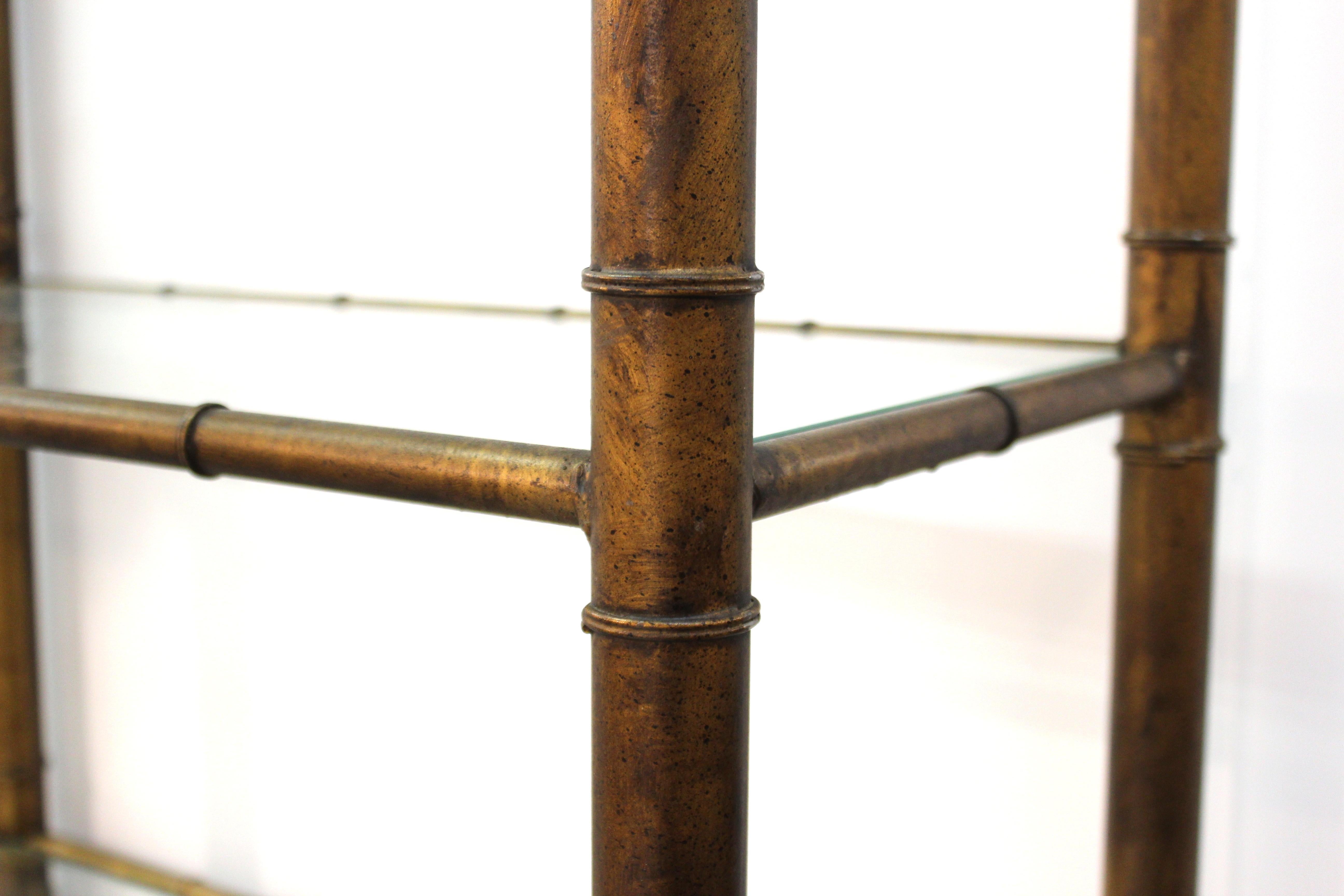 Mid-Century Modern Faux Bamboo Etagere with 4 Glass Shelves and 2 Lucite Shelves 1