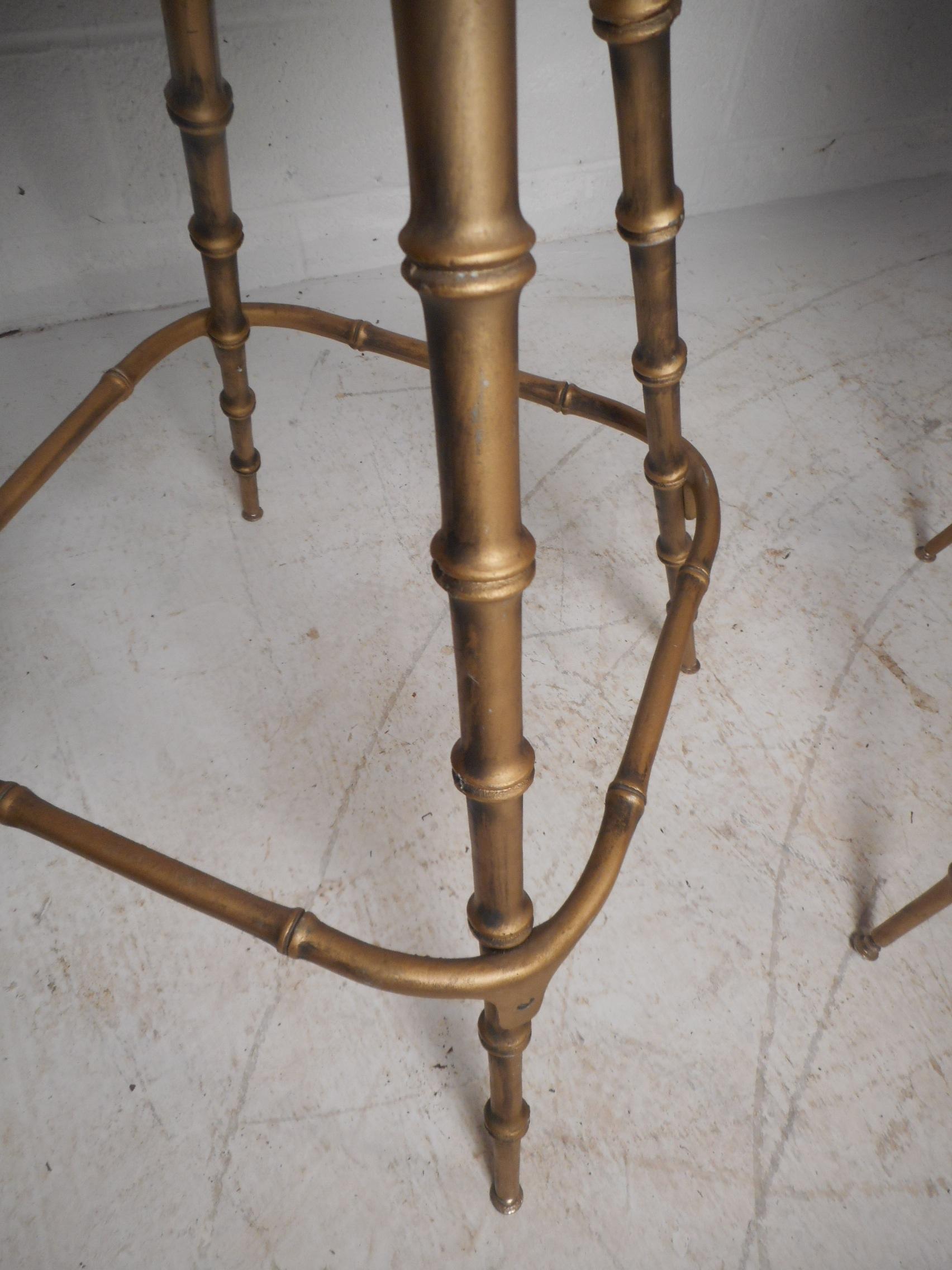 Faux Leather Mid-Century Modern Faux Bamboo Kessler Barstools