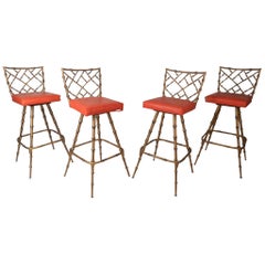 Mid-Century Modern Faux Bamboo Kessler Barstools
