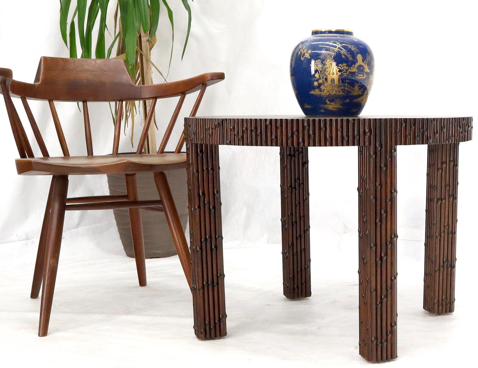 Mid-Century Modern Faux Bamboo Round Side Occasional Table For Sale 4