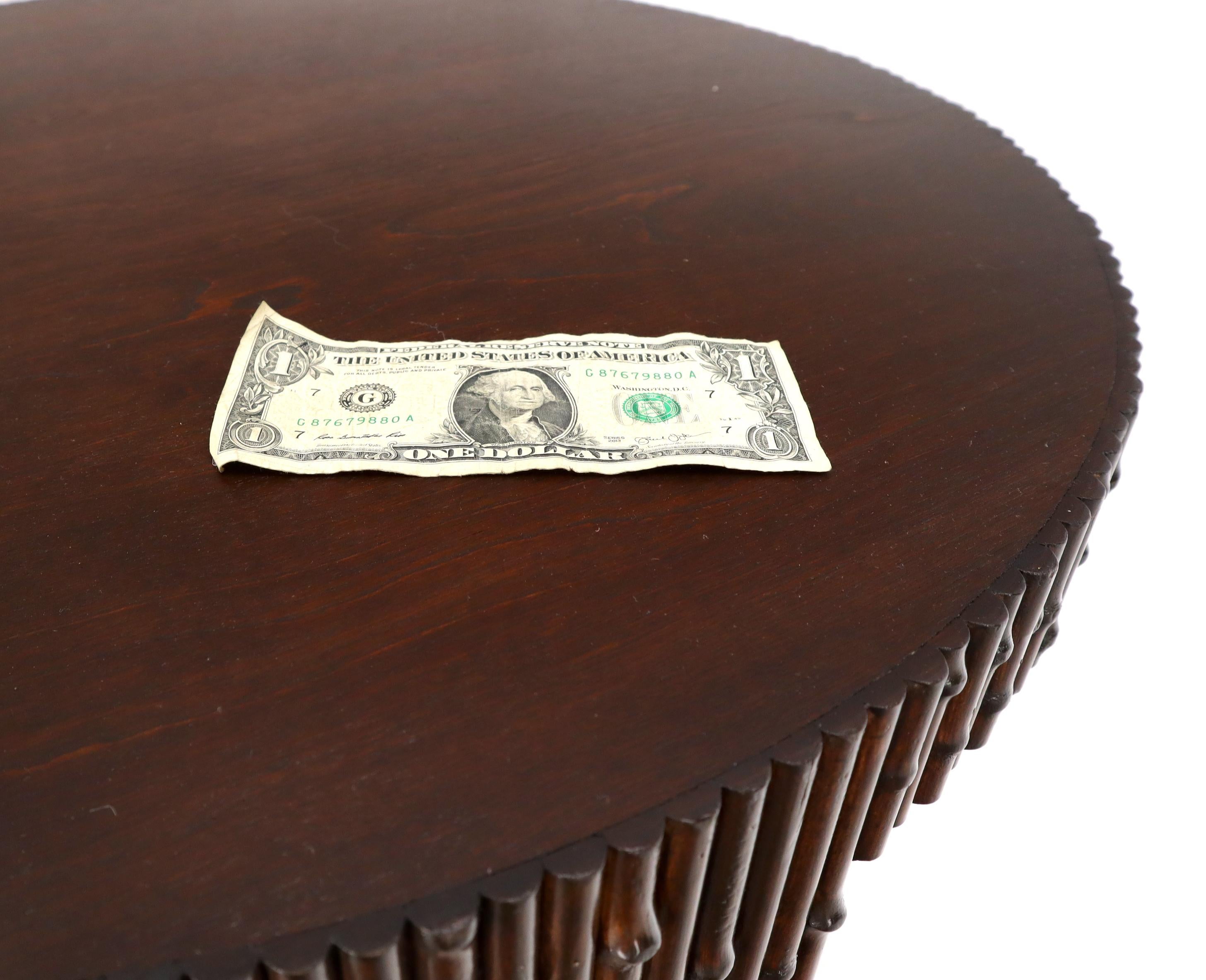 Mid-Century Modern superb quality studio made walnut finish faux bamboo side end occasional table stand.