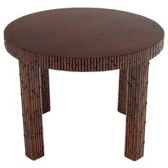 Vintage Mid-Century Modern Faux Bamboo Round Side Occasional Table