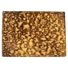 Mid Century Modern Faux Bois Burl Decorative Box with Lid in Brown and Orange
