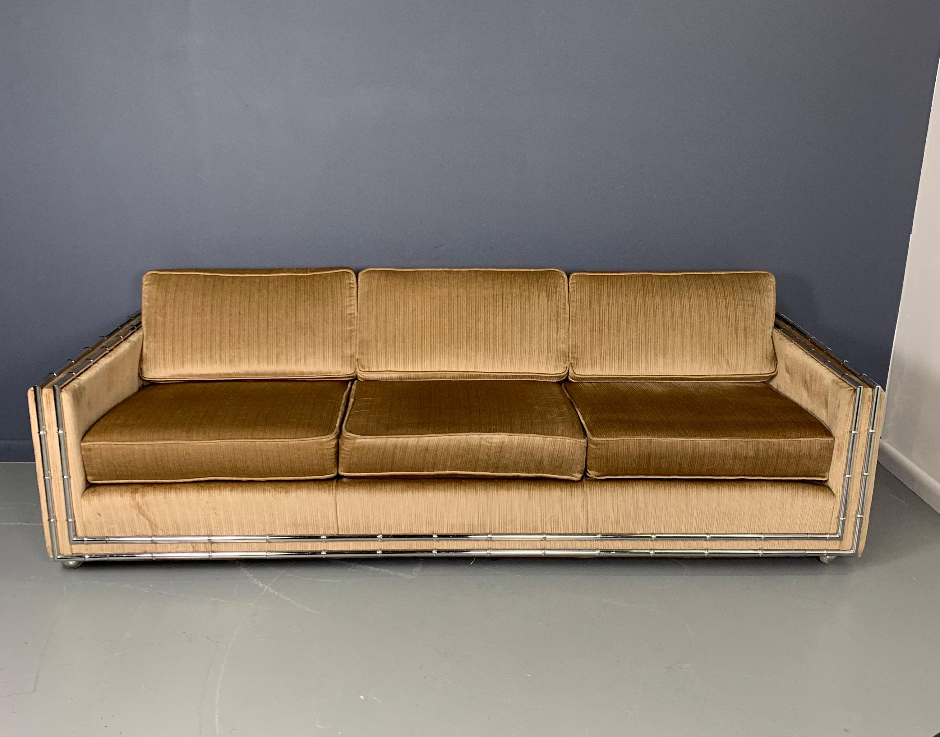 faux velvet sofa