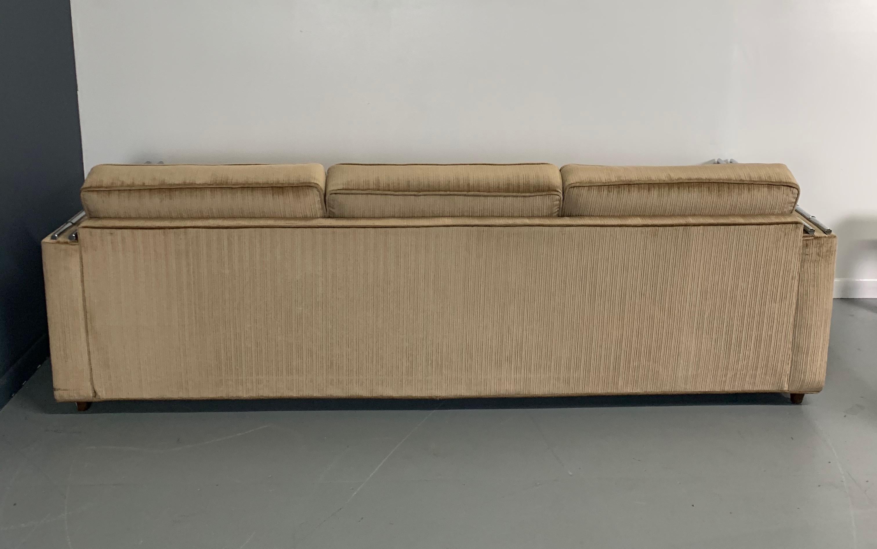 Mid-Century Modern Faux Chromed Bamboo Velvet Sofa 1