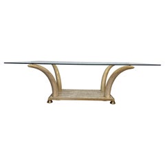 Mid-Century Modern Faux Elephant Tusk Coffee Table, 1970-1980s