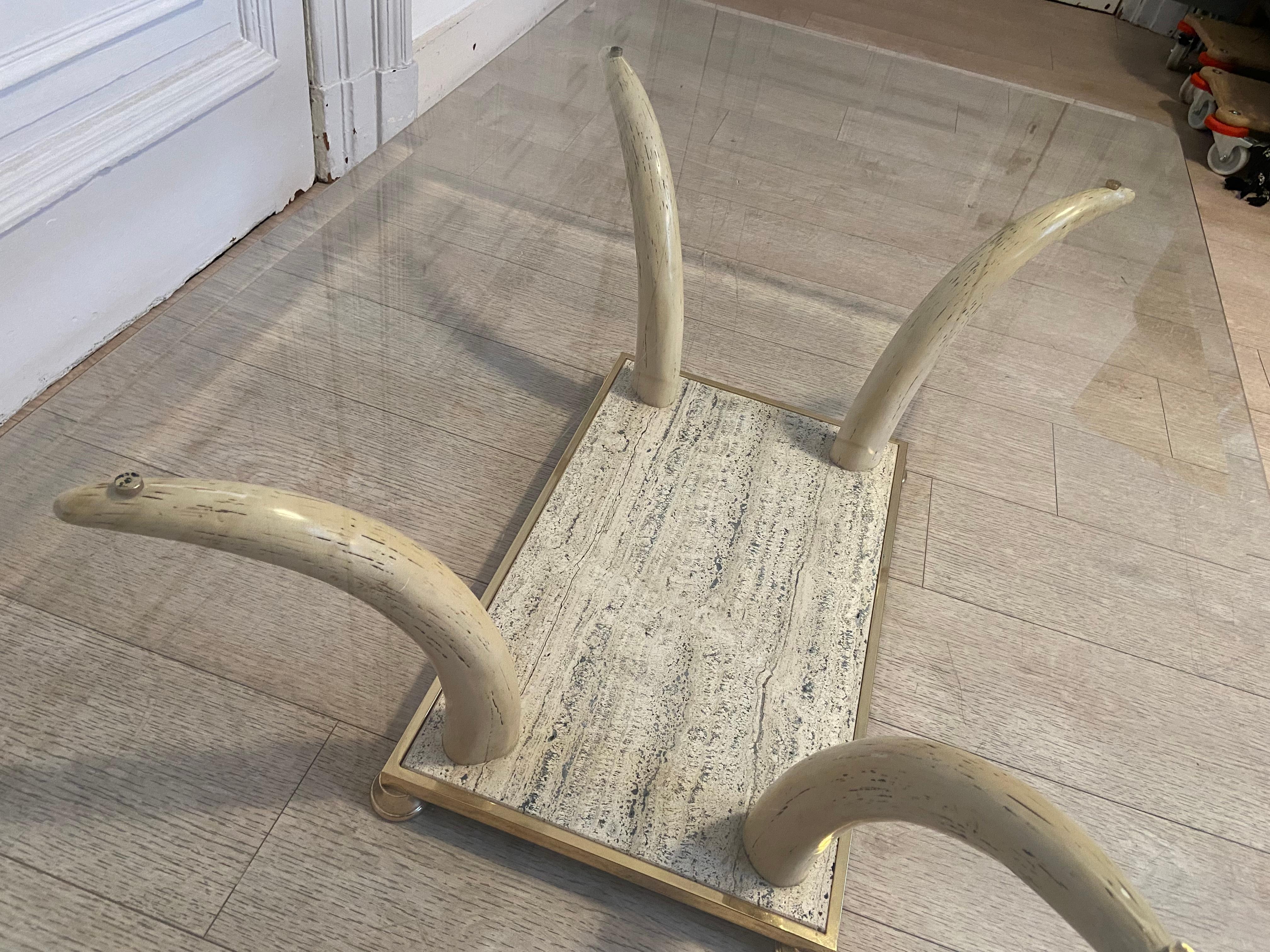 Mid-Century Modern Faux Elephant Tusk Coffee Table, 1970-1980s For Sale 4