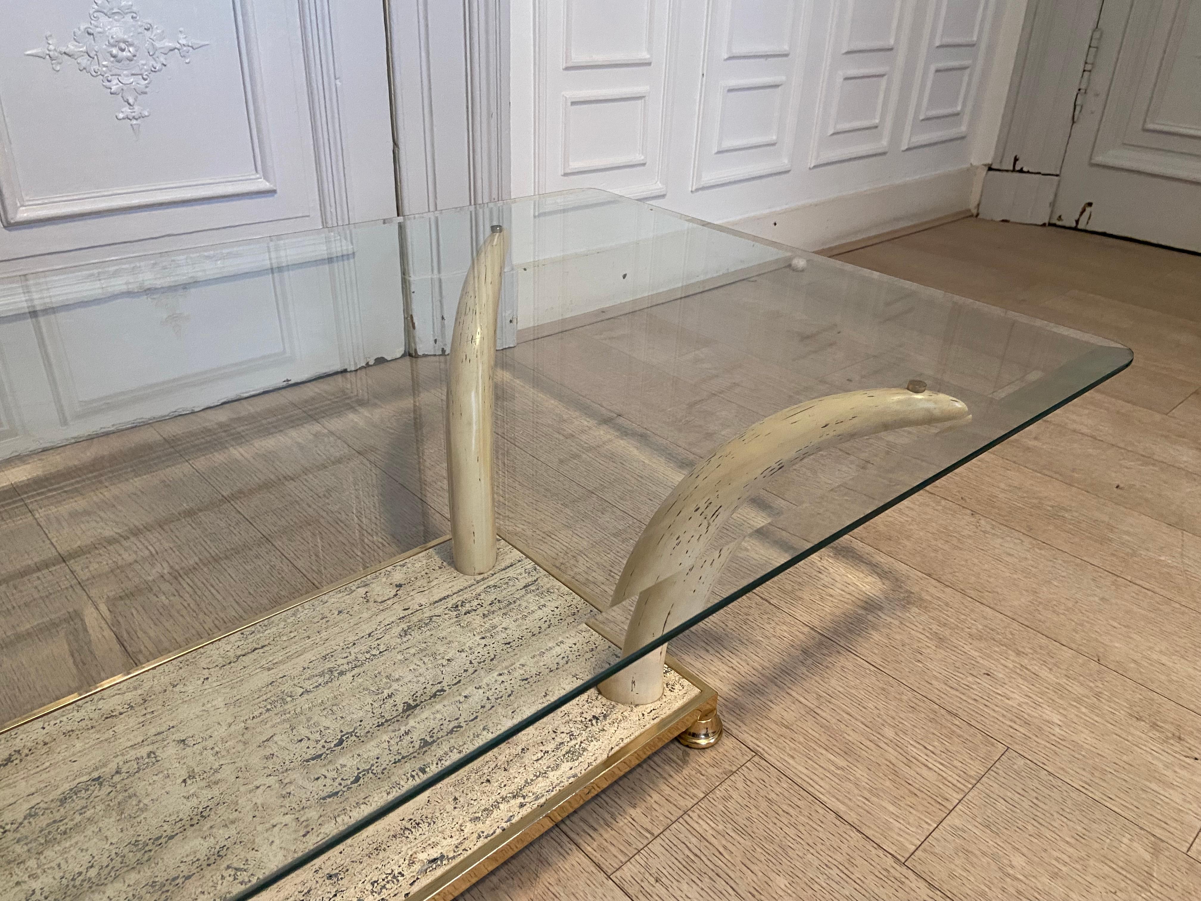 Mid-Century Modern Faux Elephant Tusk Coffee Table, 1970-1980s For Sale 6