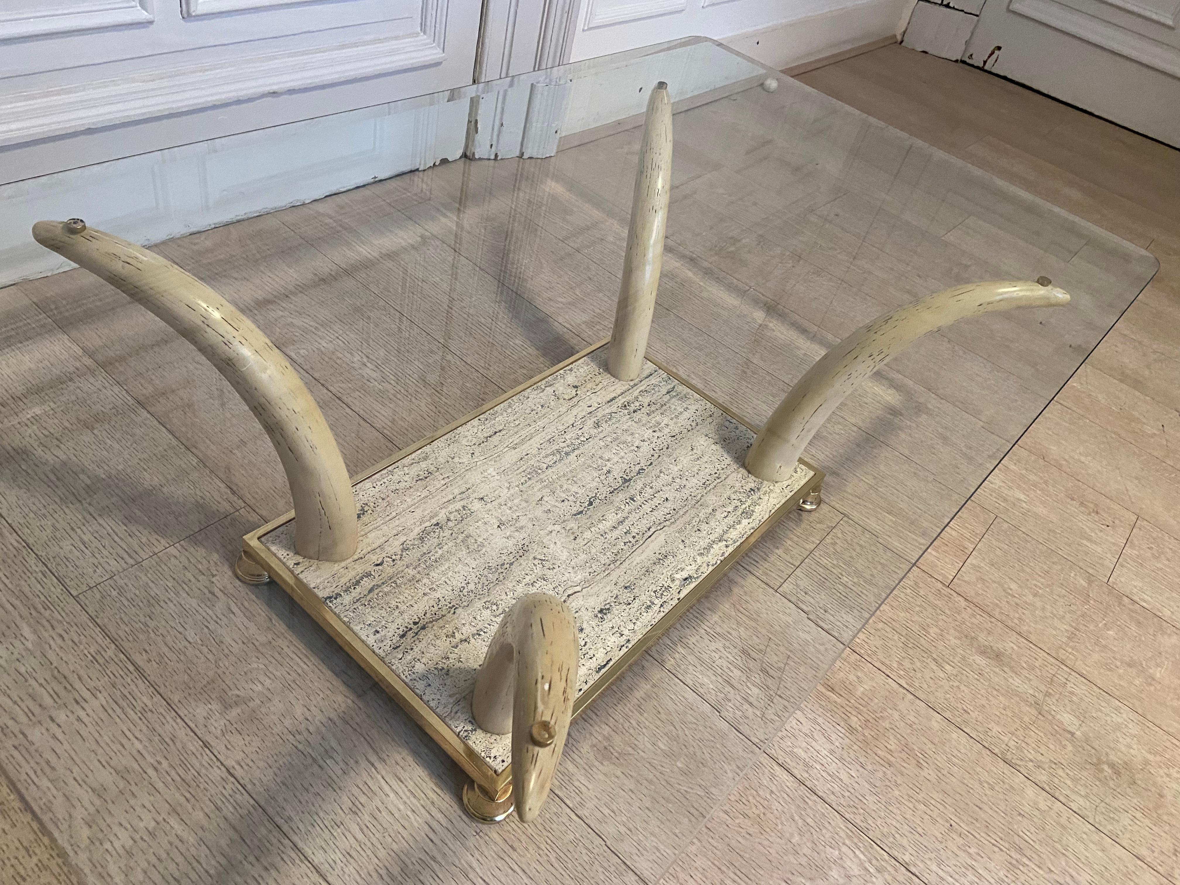 Mid-Century Modern Faux Elephant Tusk Coffee Table, 1970-1980s For Sale 3