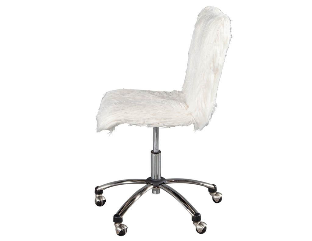 American Mid-Century Modern Faux Fur Office Desk Chair For Sale