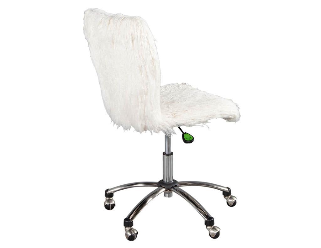 Metal Mid-Century Modern Faux Fur Office Desk Chair For Sale
