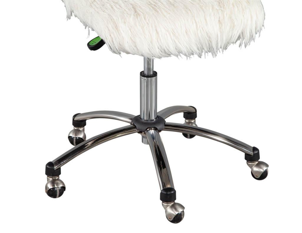 Mid-Century Modern Faux Fur Office Desk Chair For Sale 3