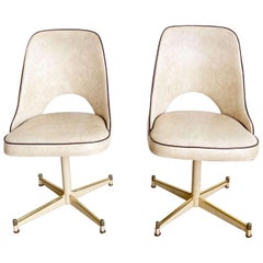 Mid Century Modern Faux Goat Skin Vinyl Swivel Dining Chairs Mid Century Modern Faux Goat Skin Vinyl Swivel Dining Chairs