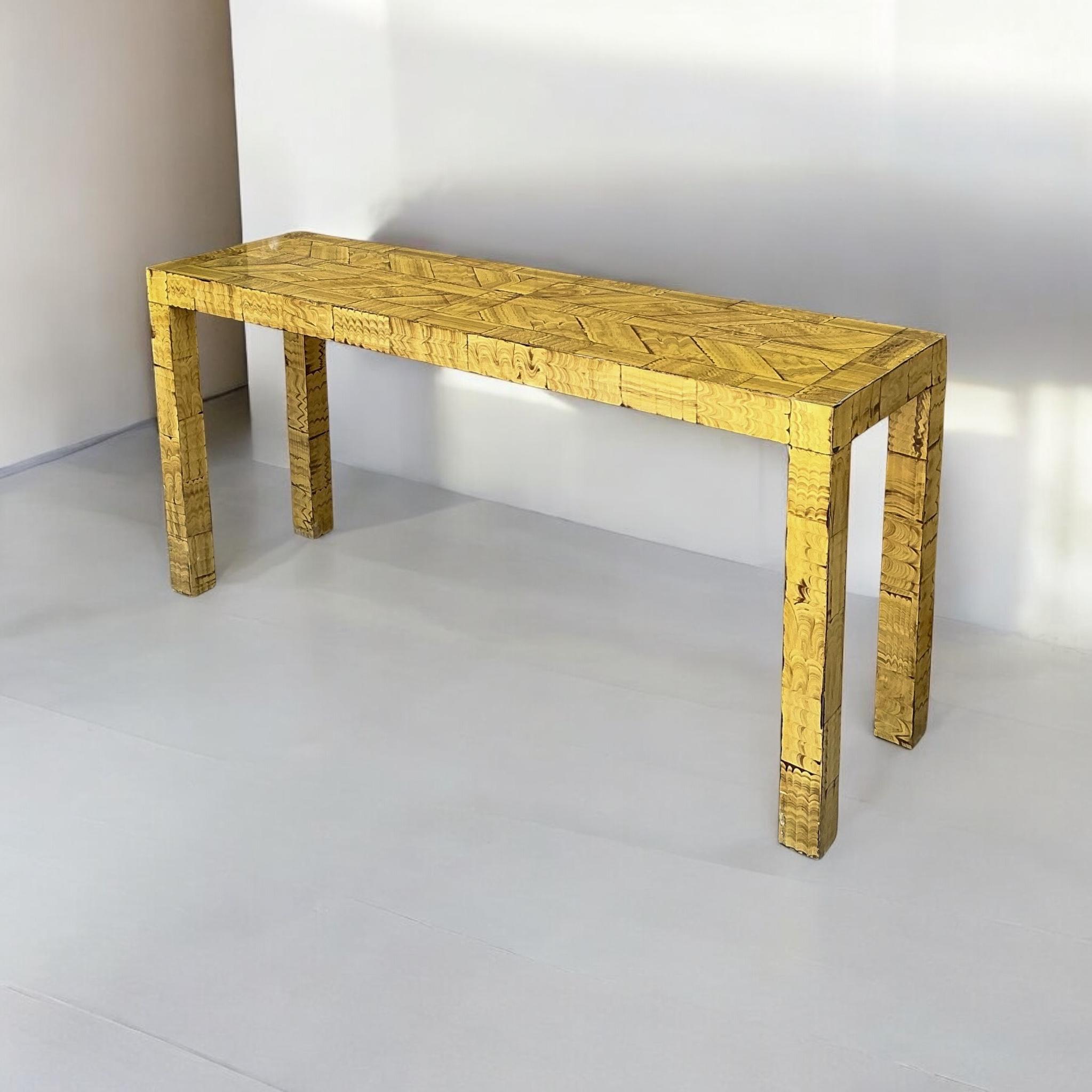 Mid-Century Modern Faux Grain Painted Henredon Parsons Style Console Table In Good Condition For Sale In Kennesaw, GA
