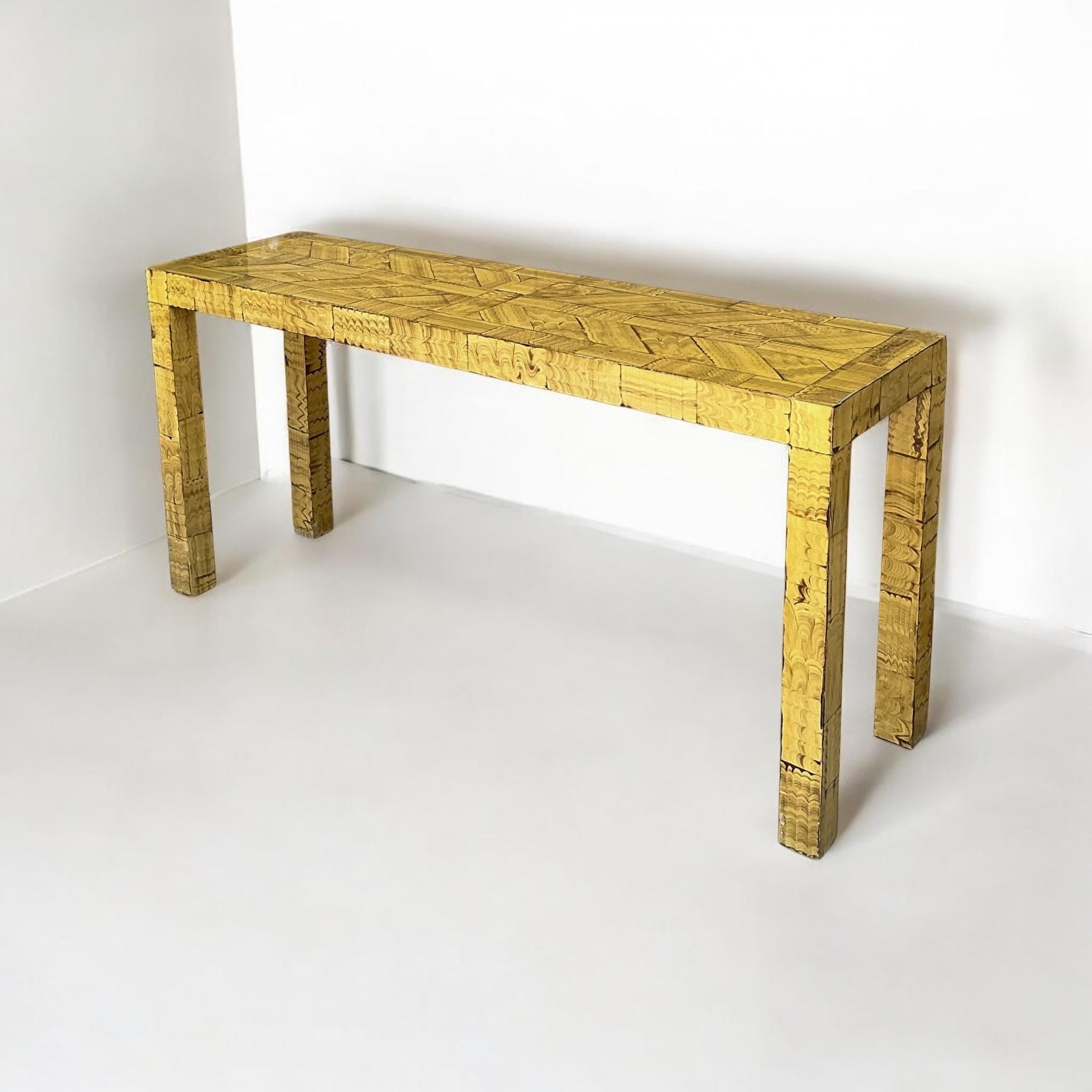 Wood Mid-Century Modern Faux Grain Painted Henredon Parsons Style Console Table For Sale