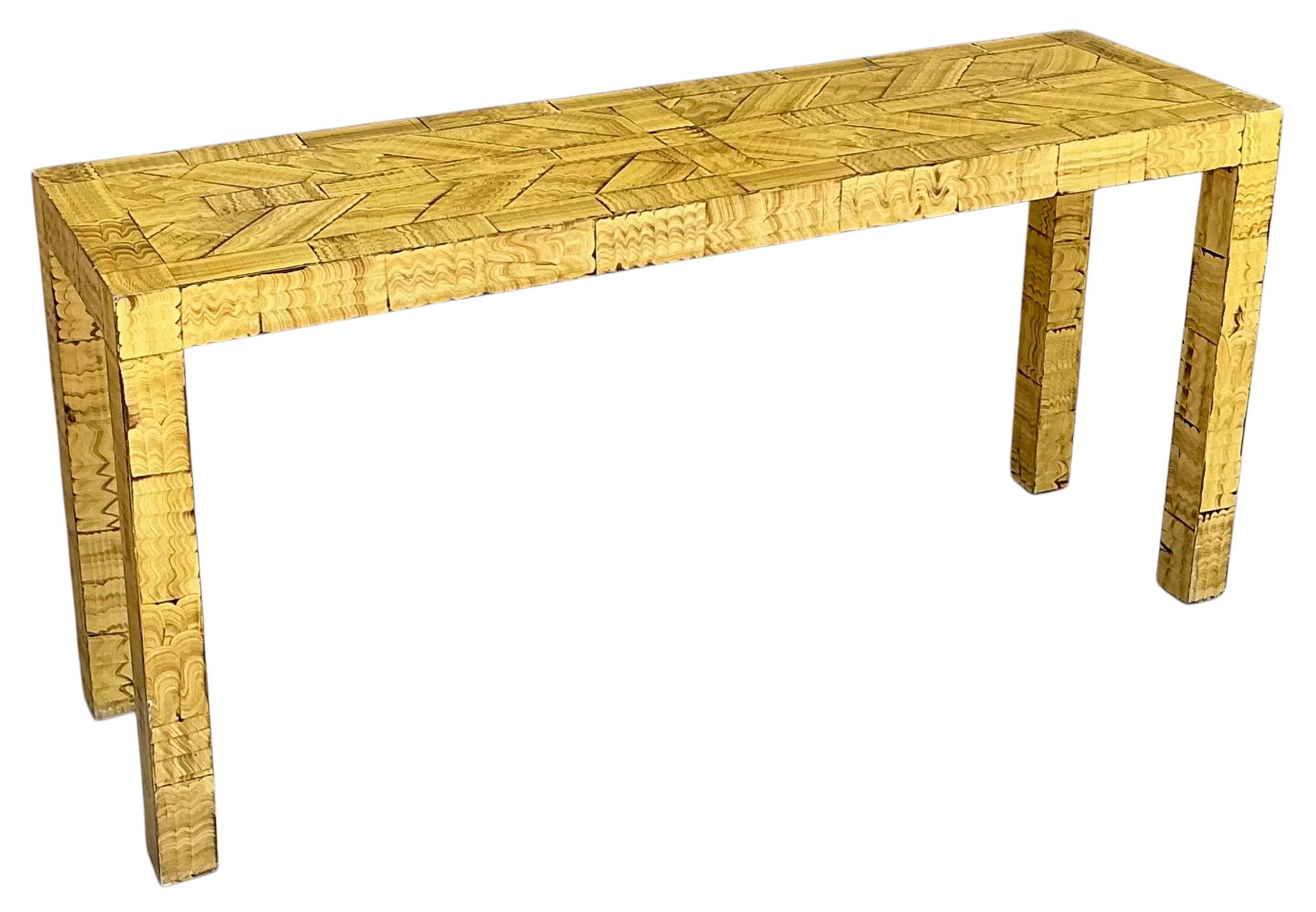 Mid-Century Modern Faux Grain Painted Henredon Parsons Style Console Table For Sale 1