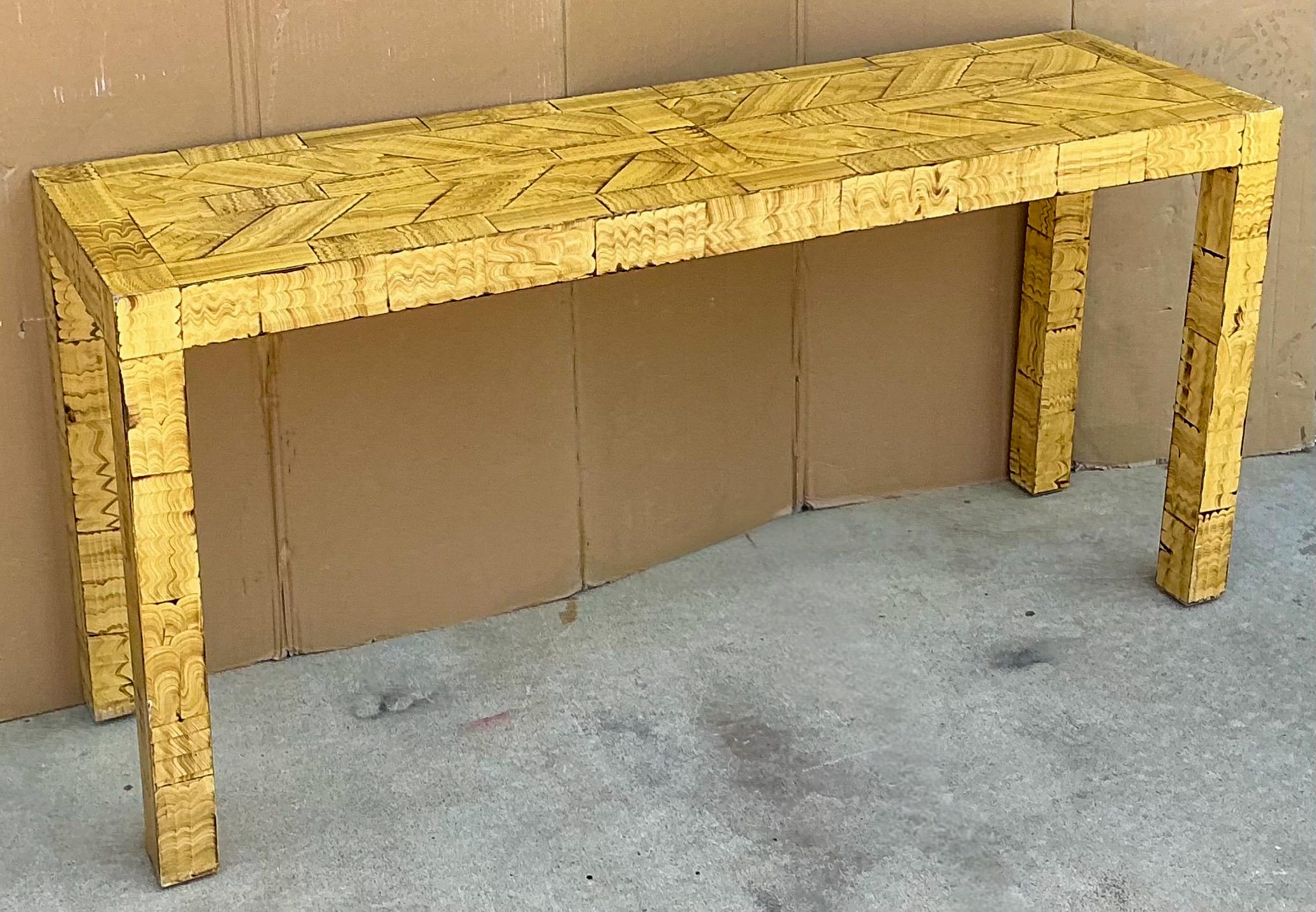 Mid-Century Modern Faux Grain Painted Henredon Parsons Style Console Table For Sale 2