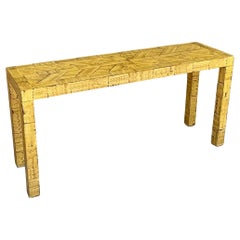 Mid-Century Modern Faux Grain Painted Henredon Parsons Style Konsolentisch
