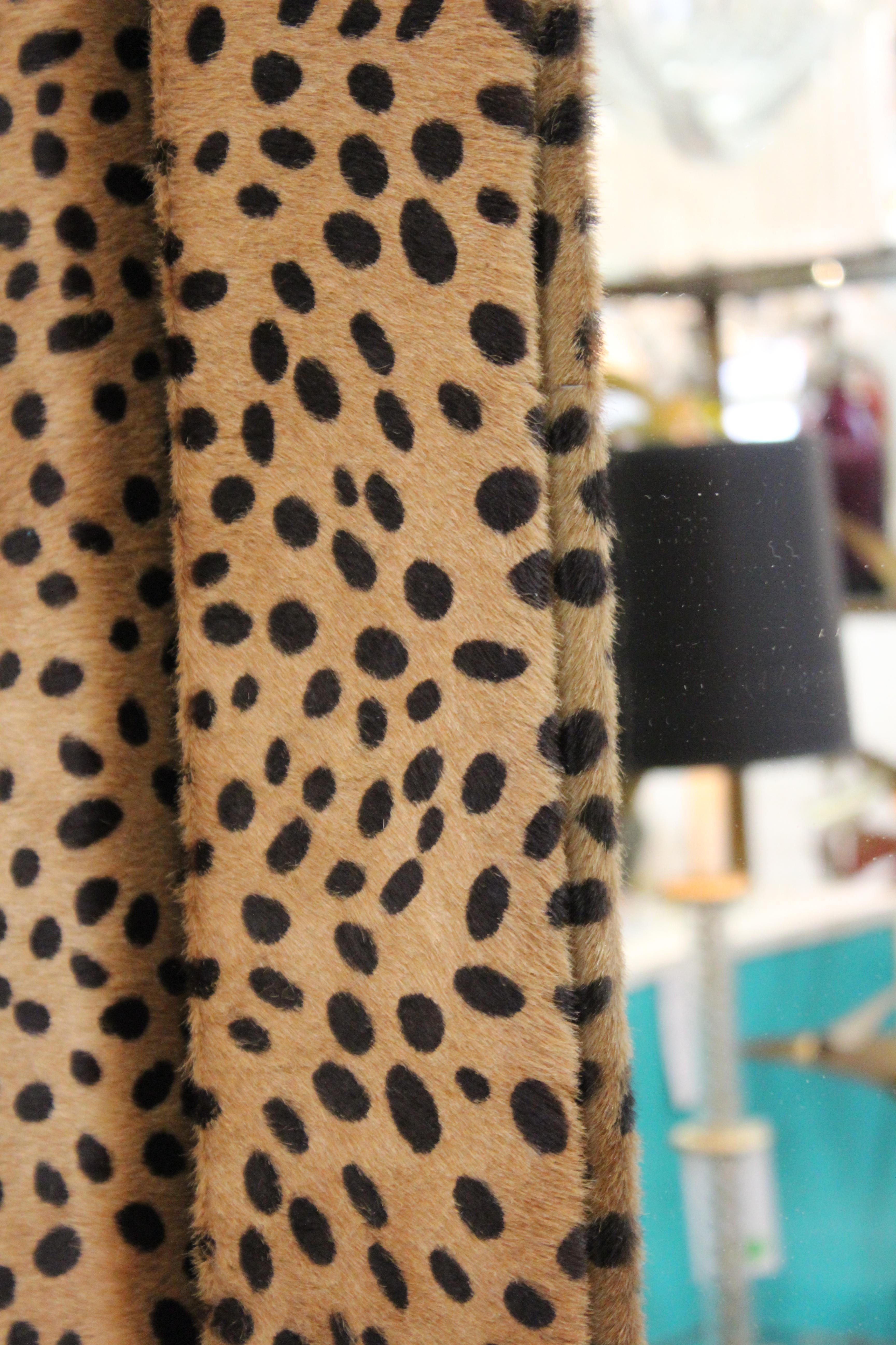 Late 20th Century Mid-Century Modern Faux Leopard Leather Frame Mirrors