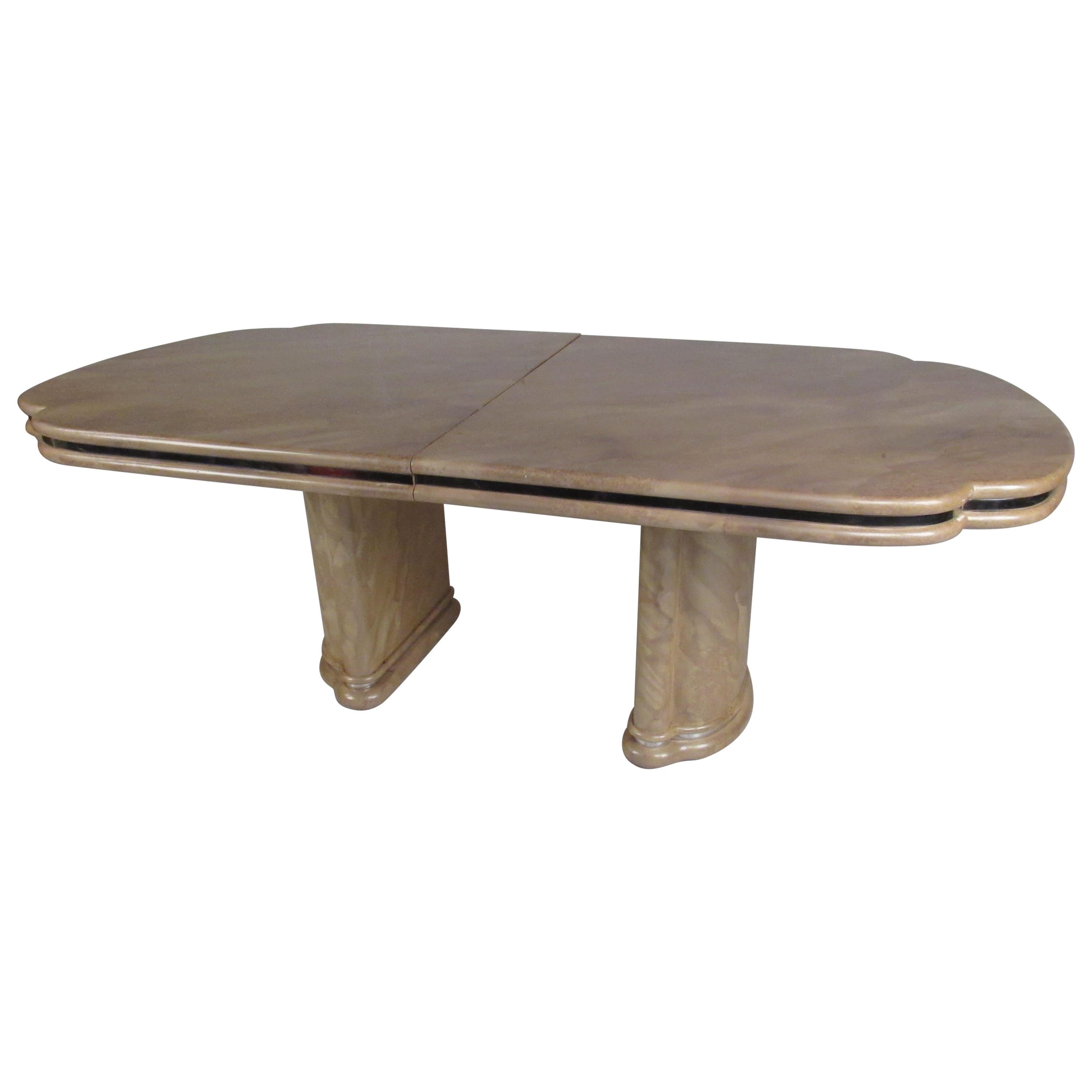 Mid-Century Modern Faux Marble Dining Table