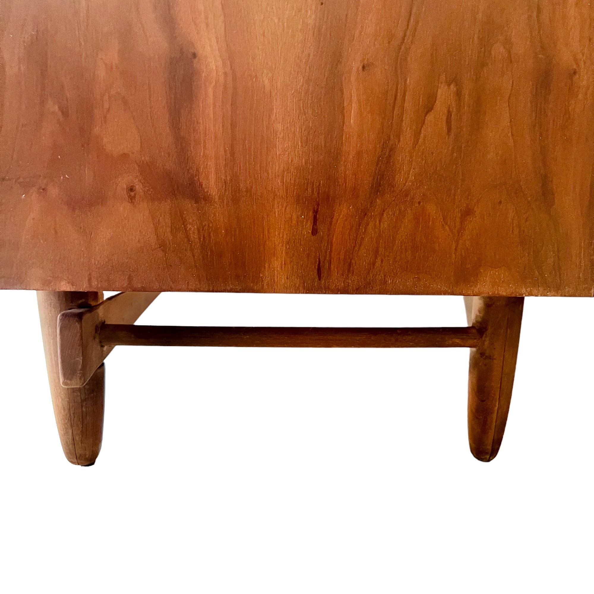 Mid-Century Modern Hand Painted Faux Marble Walnut Dresser For Sale 2