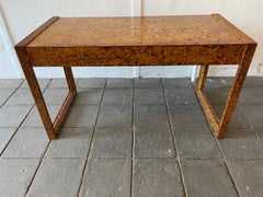 Mid-Century Modern Faux Painted Burl 3 Drawer Solid Oak Desk
