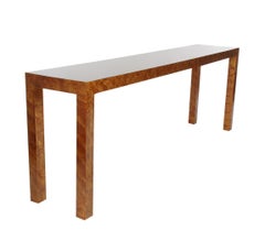 Mid-Century Modern Faux Tortoise Shell Parsons Hallway Table or Console Table