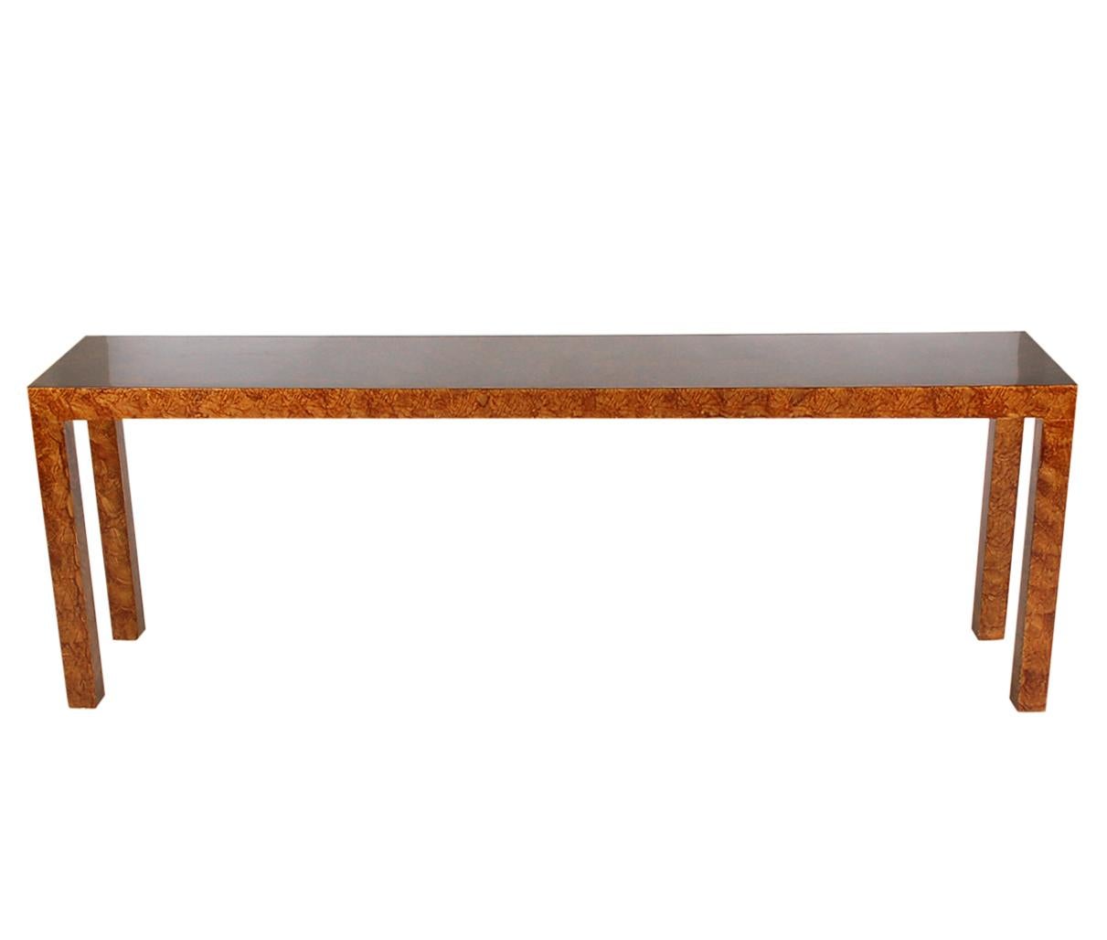American Mid-Century Modern Faux Tortoise Shell Parsons Hallway Table or Console Table