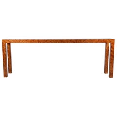 Mid-Century Modern Faux Tortoise Shell Parsons Hallway Table or Console Table