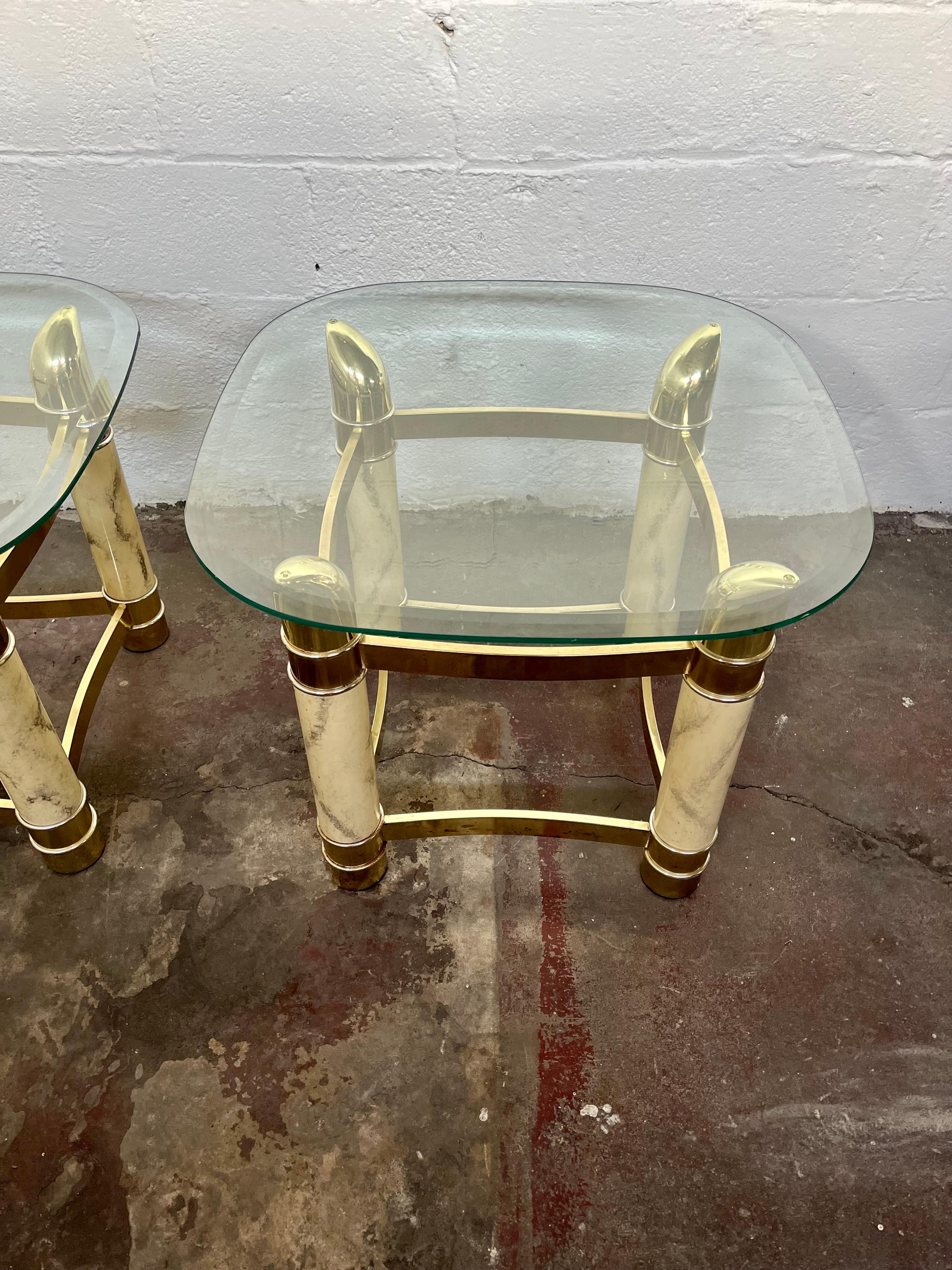 Mid-Century Modern Faux Tusk End Tables by Tommaso Barbi Italy In Good Condition For Sale In W Allenhurst, NJ