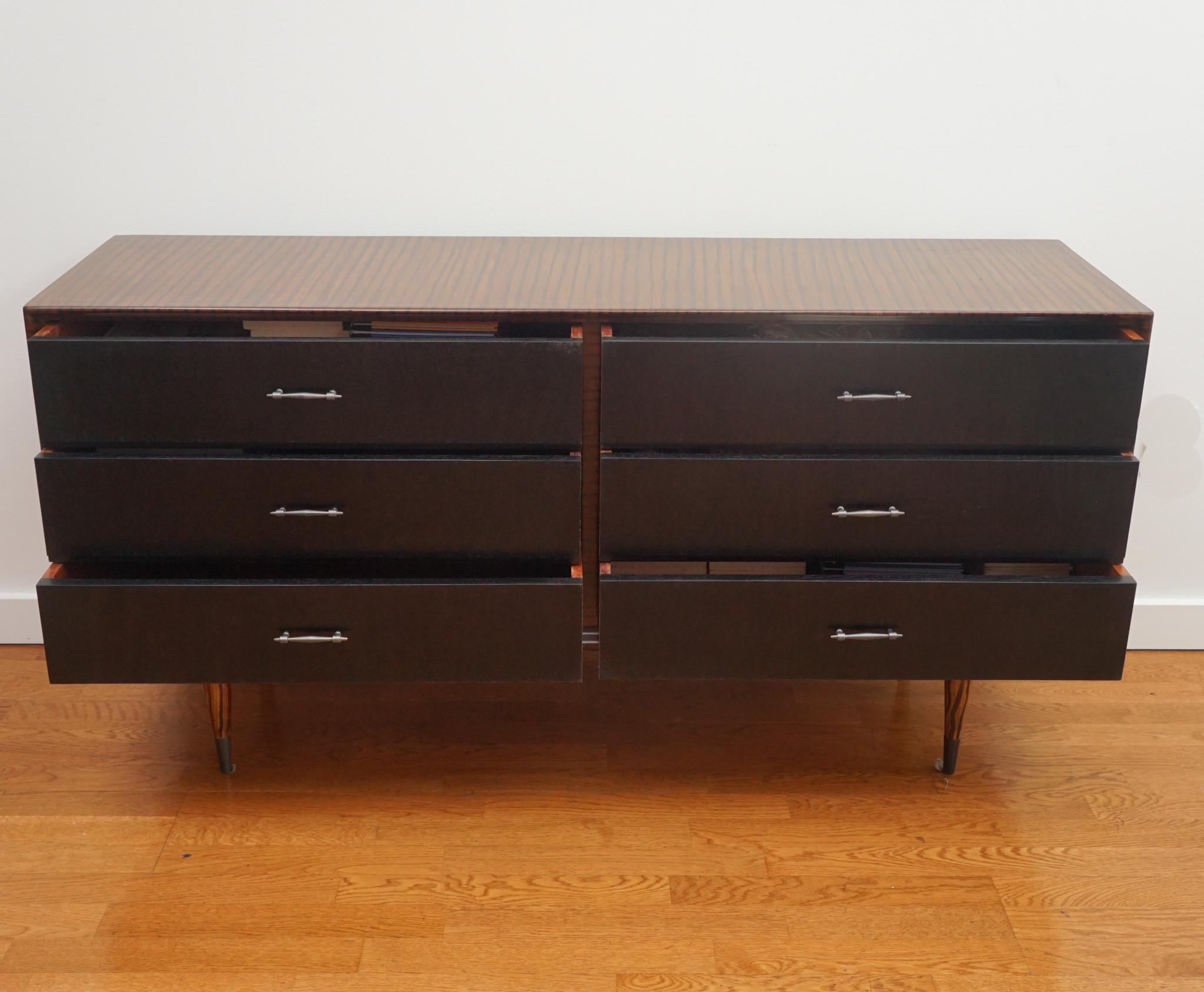 Mid Century Modern Faux Zebra Wood Dresser In Good Condition For Sale In Hudson, NY