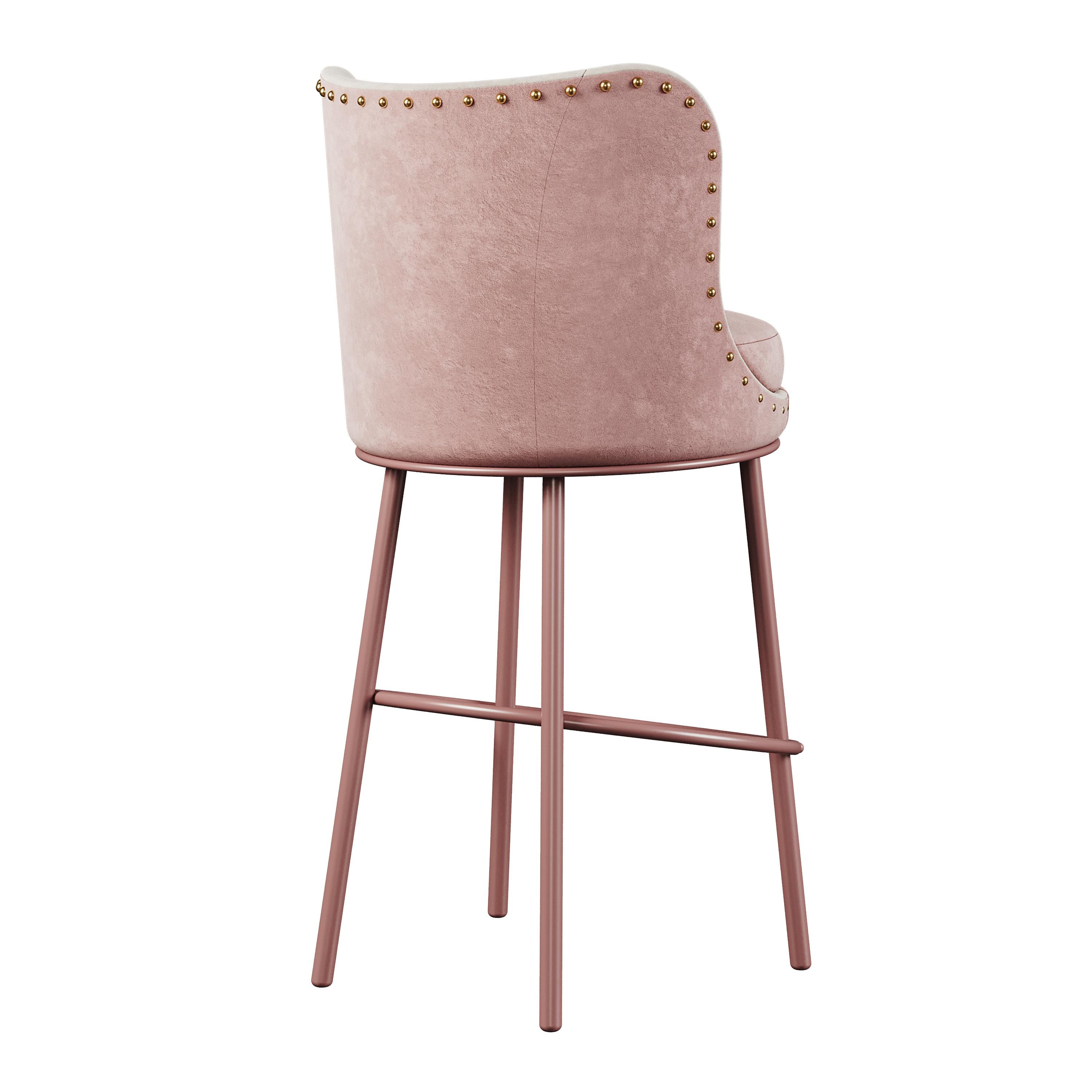 Portuguese Mid-Century Modern Fay Bar Chair Cotton Velvet For Sale