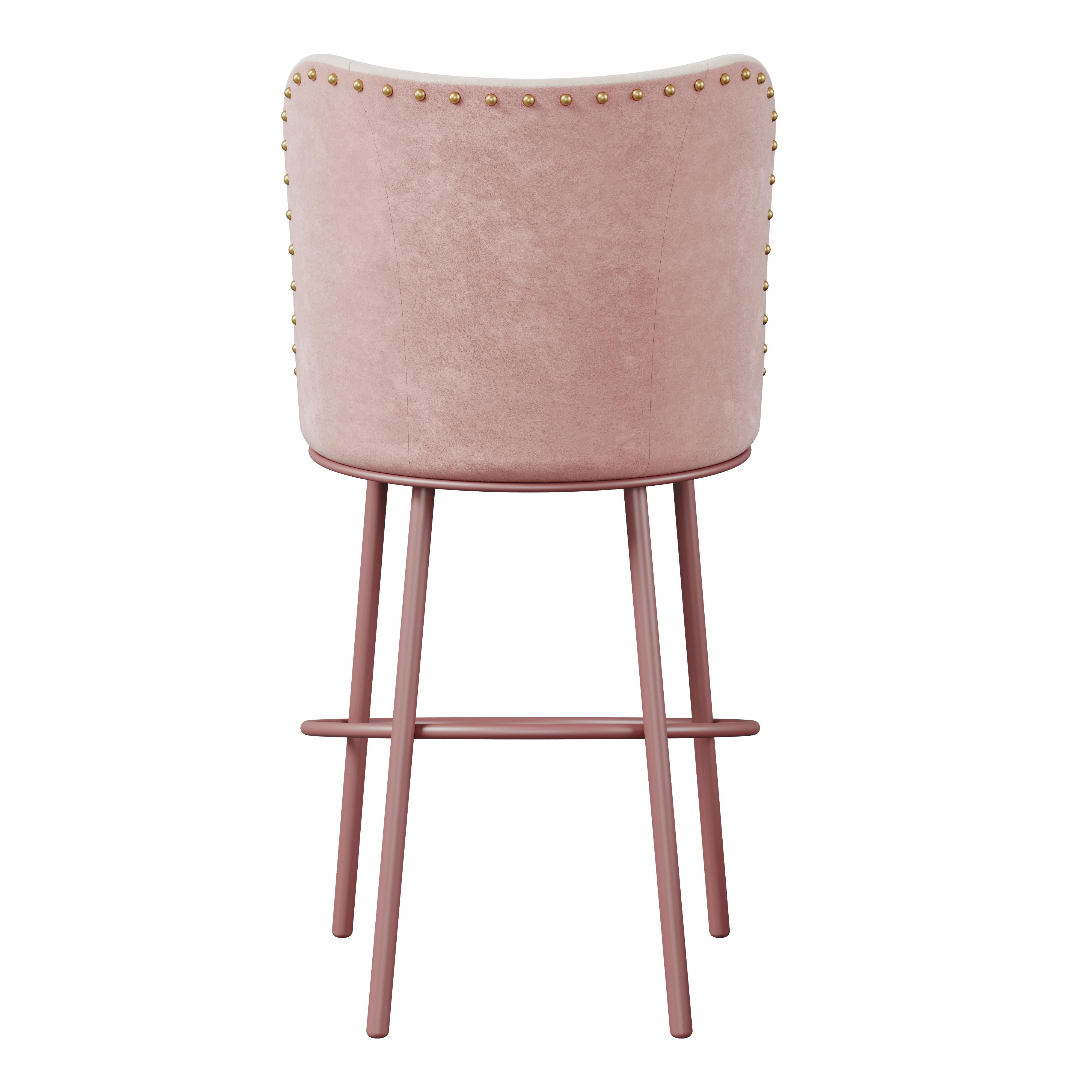 Contemporary Mid-Century Modern Fay Bar Chair Cotton Velvet For Sale