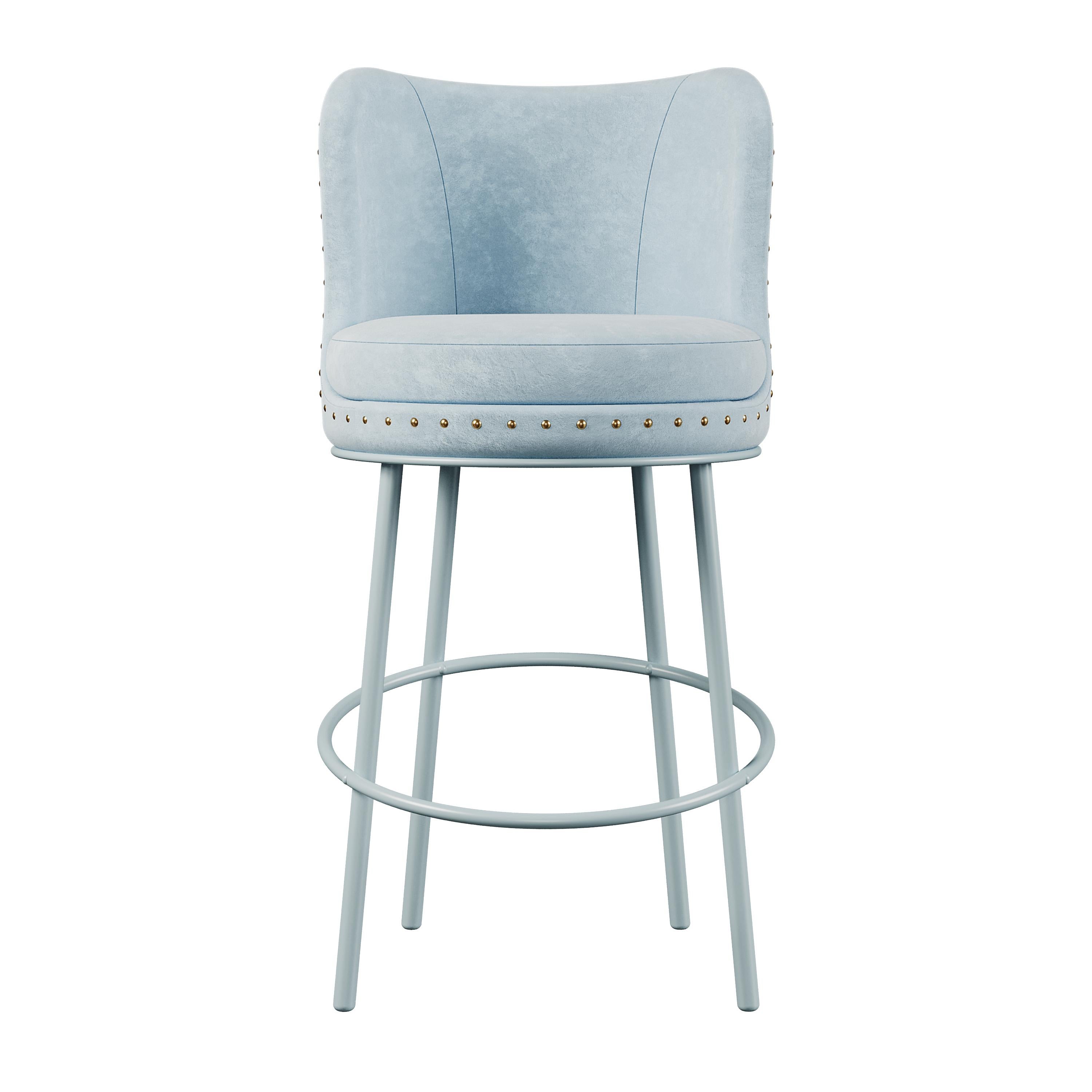 Mid-Century Modern Fay Bar Chair Cotton Velvet For Sale 1