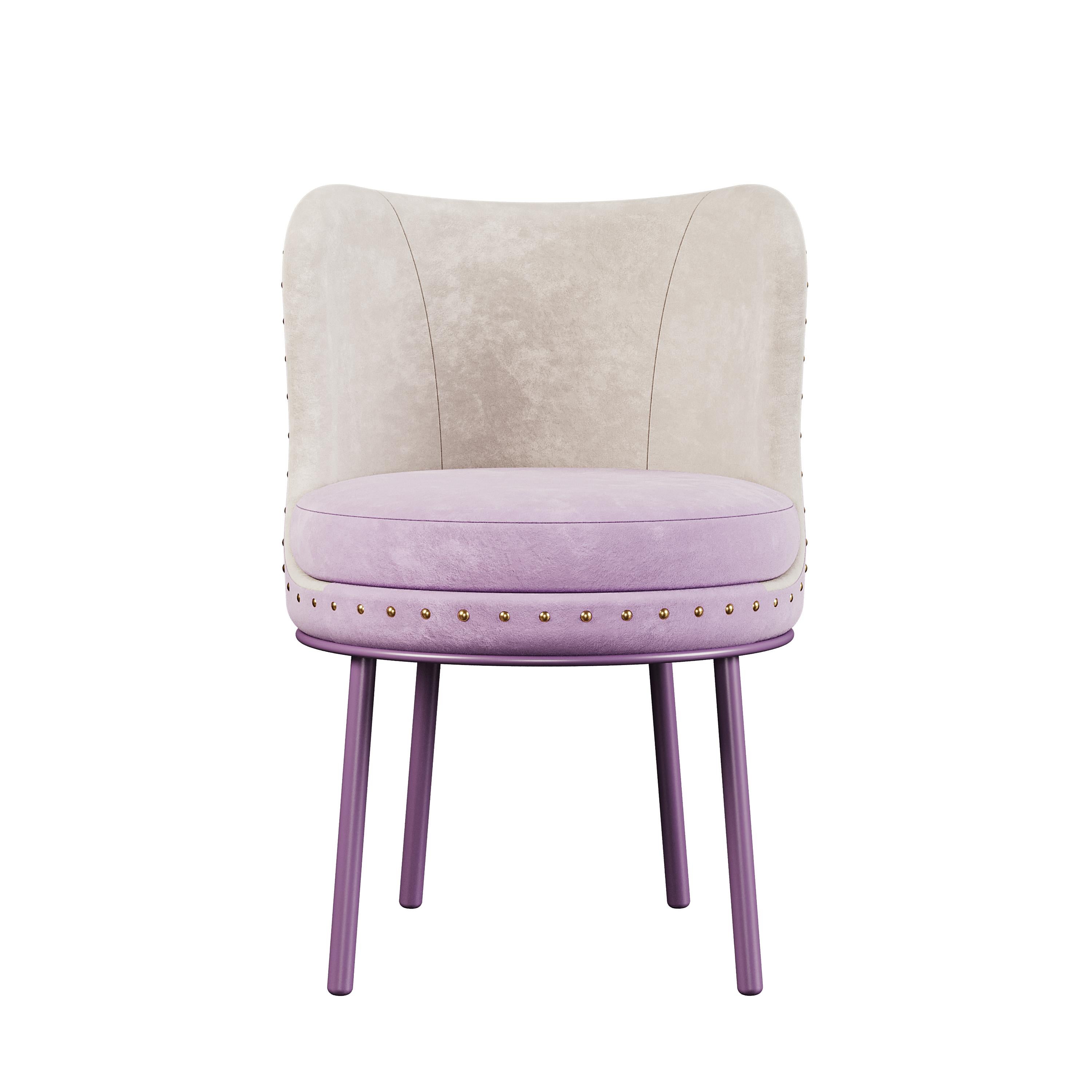 Métal Chaise de salle à manger Fay moderne Mid-century Cotton Velvet en vente