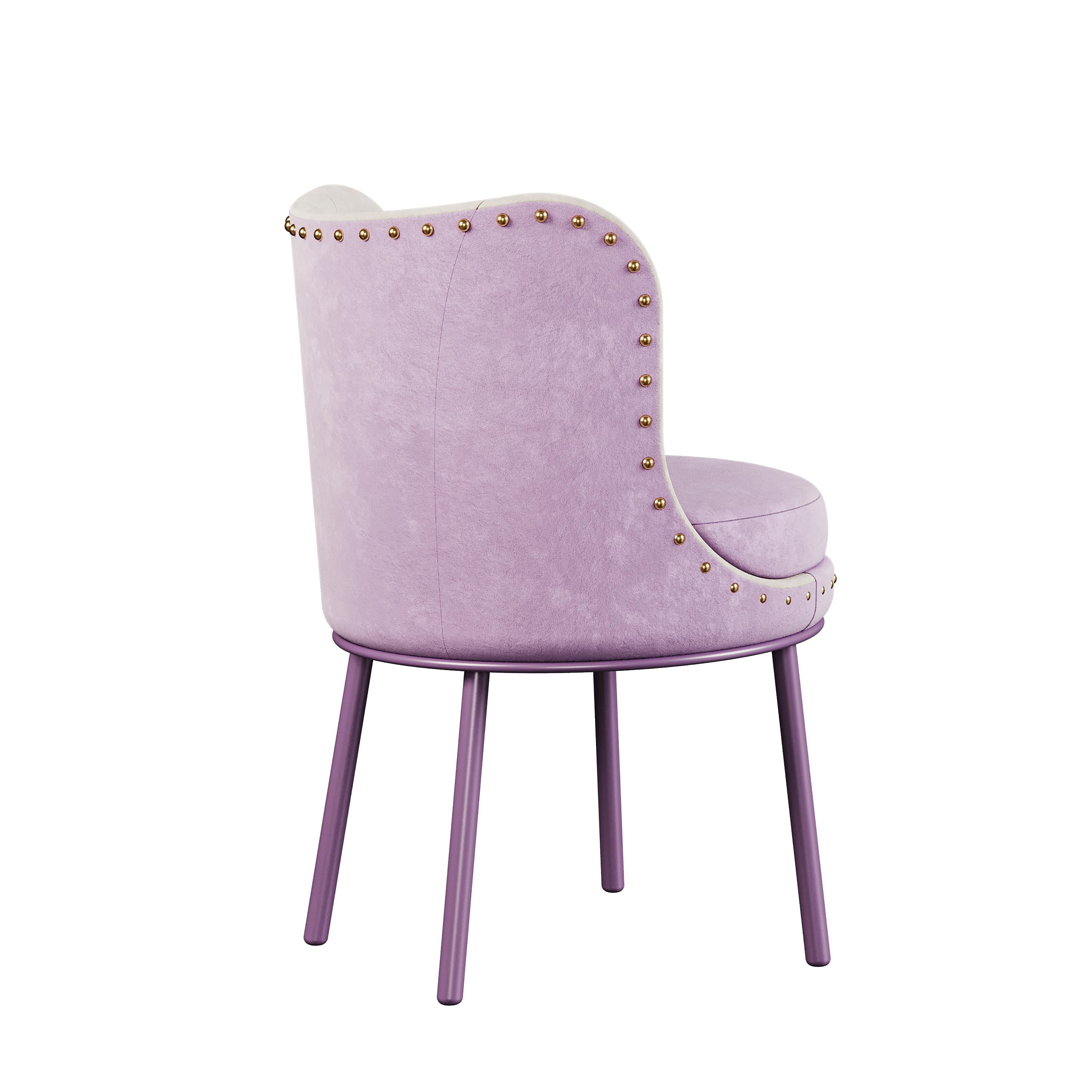 Chaise de salle à manger Fay moderne Mid-century Cotton Velvet en vente 1