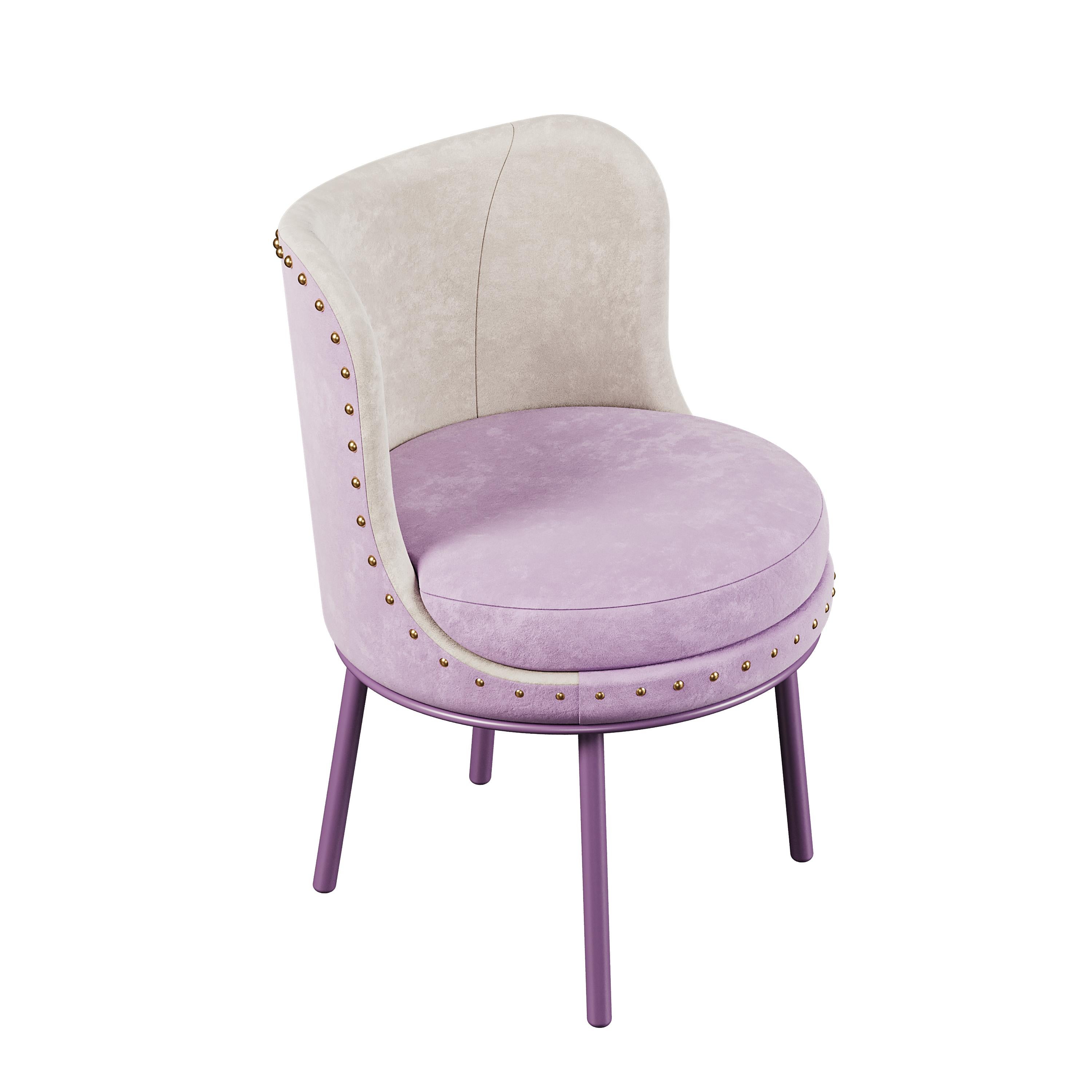 Chaise de salle à manger Fay moderne Mid-century Cotton Velvet en vente 2