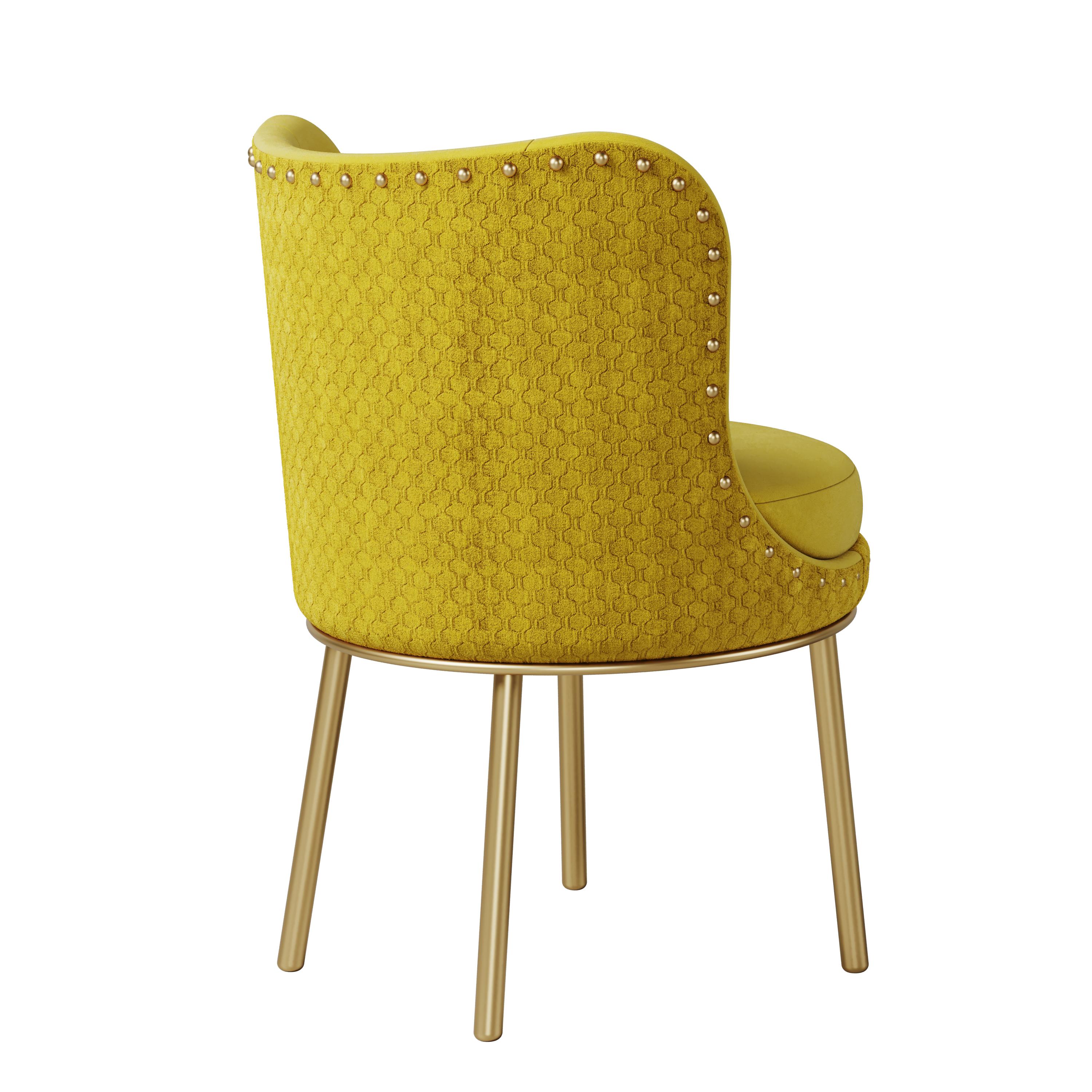 Mid-Century Modern Fay Dining Chair Cotton Velvet For Sale 1