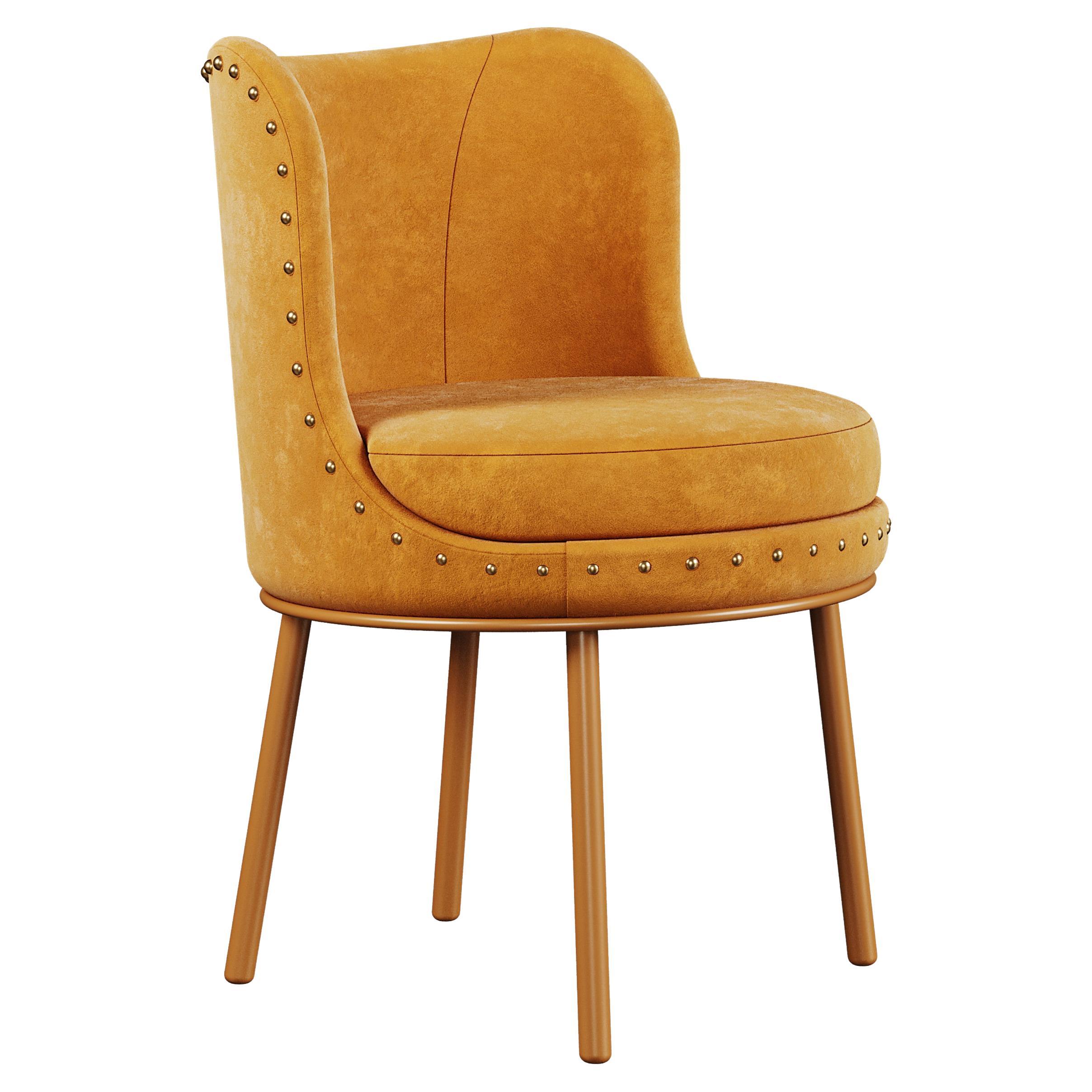 Mid-Century Modern Fay Dining Chair Cotton Velvet For Sale