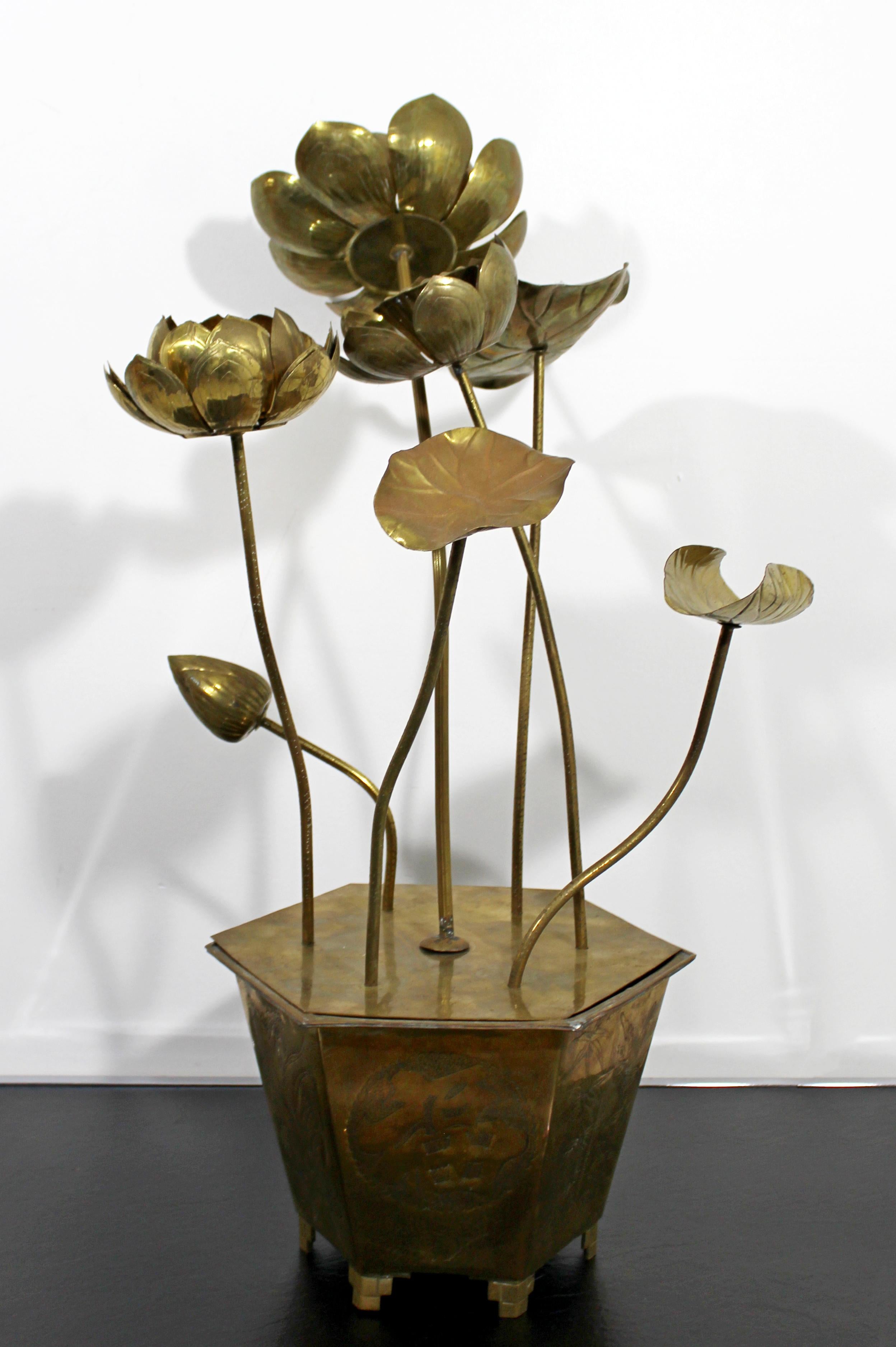 Mid-Century Modern Feldman Chinoiserie Brass Lotus Sculpture Jere Era, 1970s 6