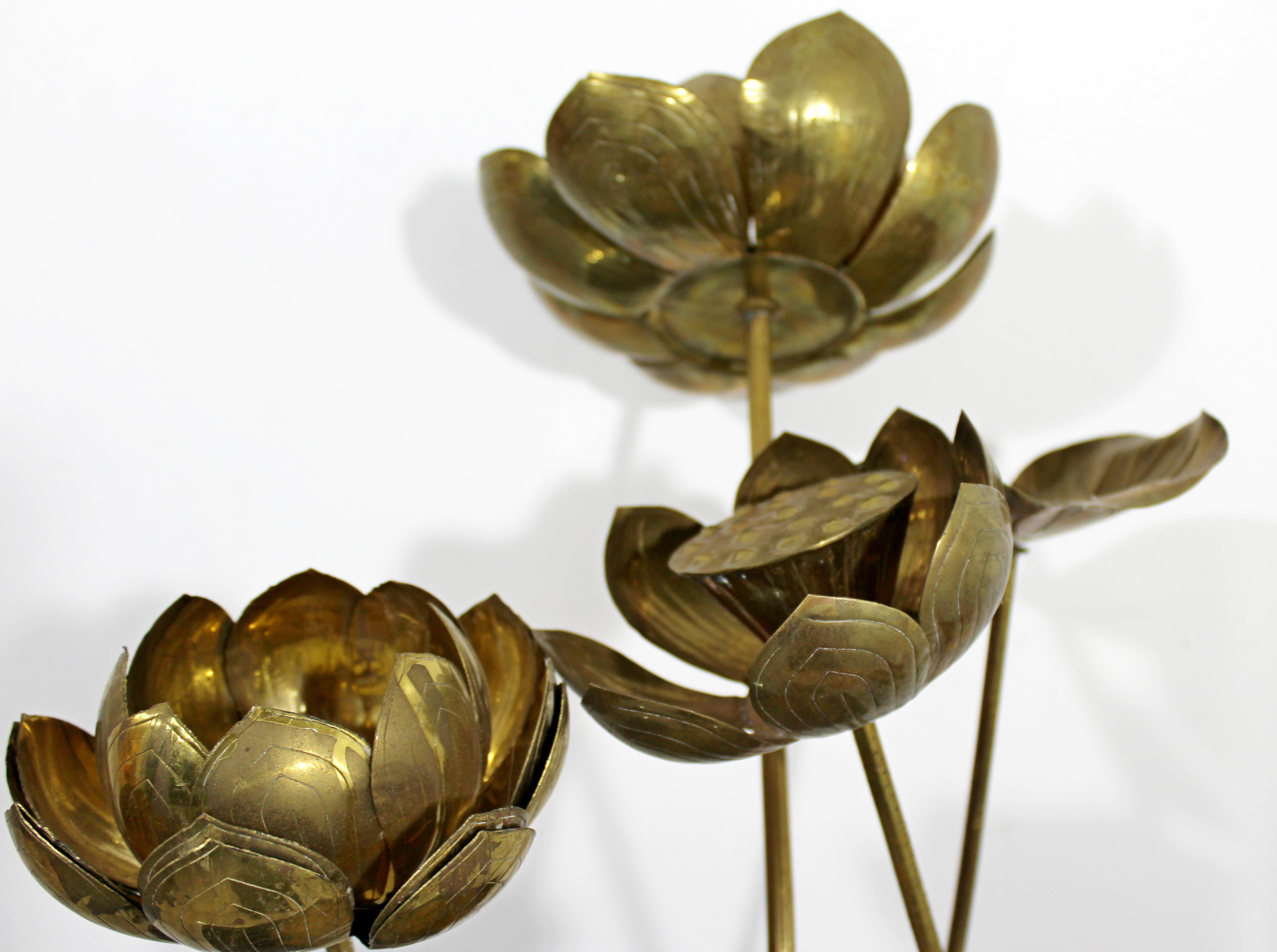 Mid-Century Modern Feldman Chinoiserie Brass Lotus Sculpture Jere Era, 1970s 7