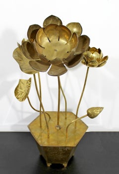 Mid-Century Modern Feldman Chinoiserie Brass Lotus Sculpture Jere Era, 1970s