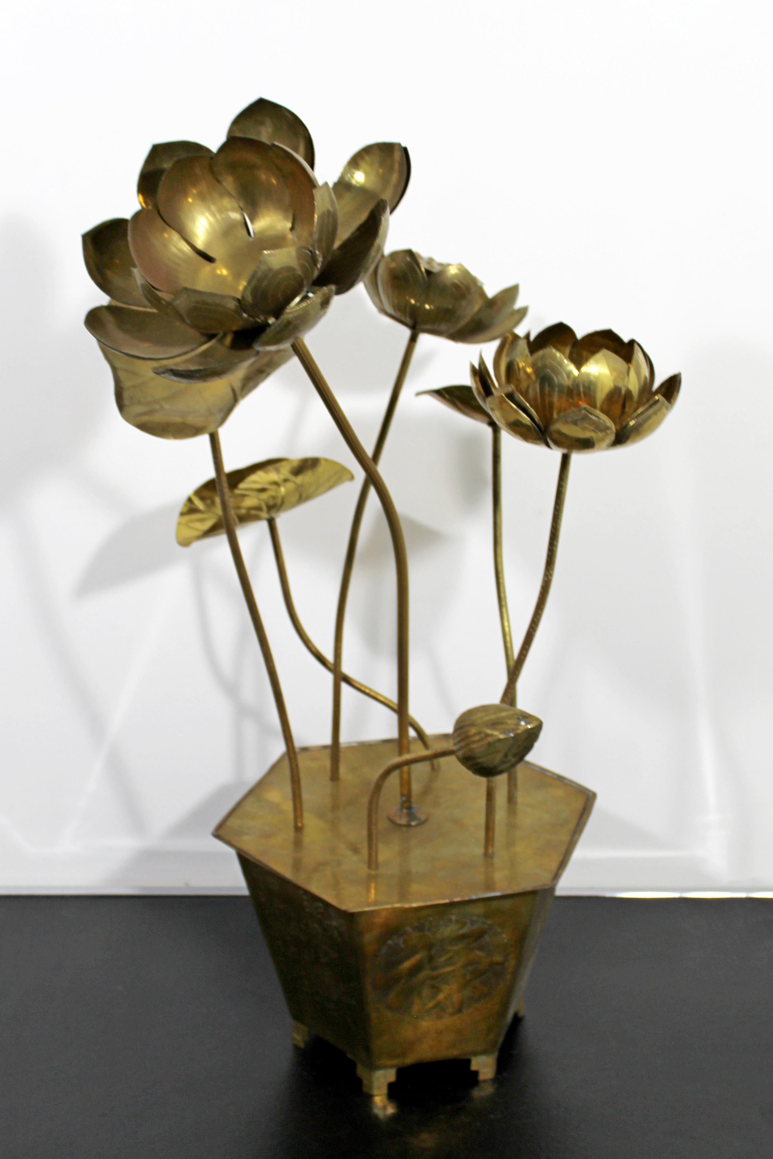 Late 20th Century Mid-Century Modern Feldman Chinoiserie Brass Lotus Sculpture Jere Era, 1970s